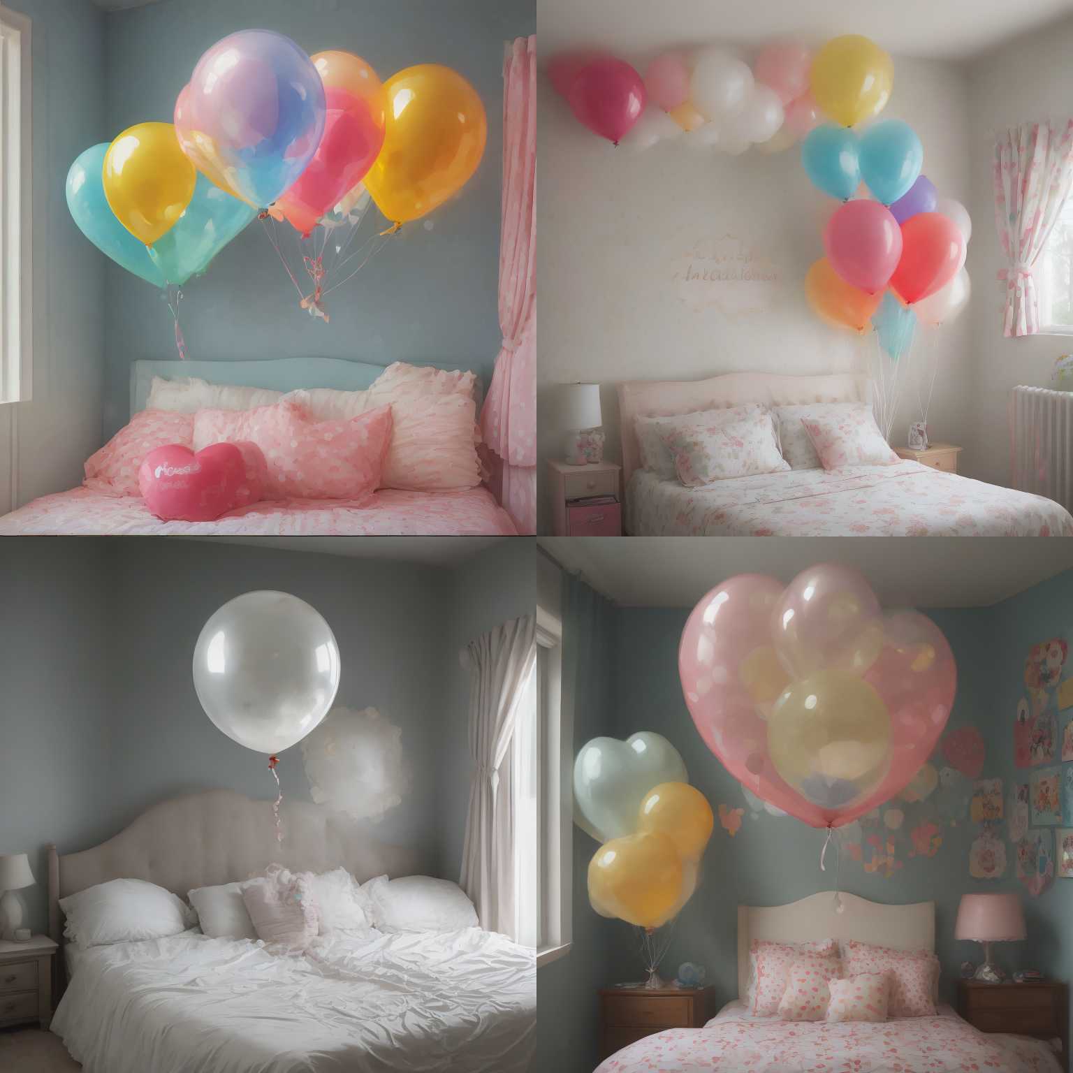 A balloon filled with helium in the bedroom
