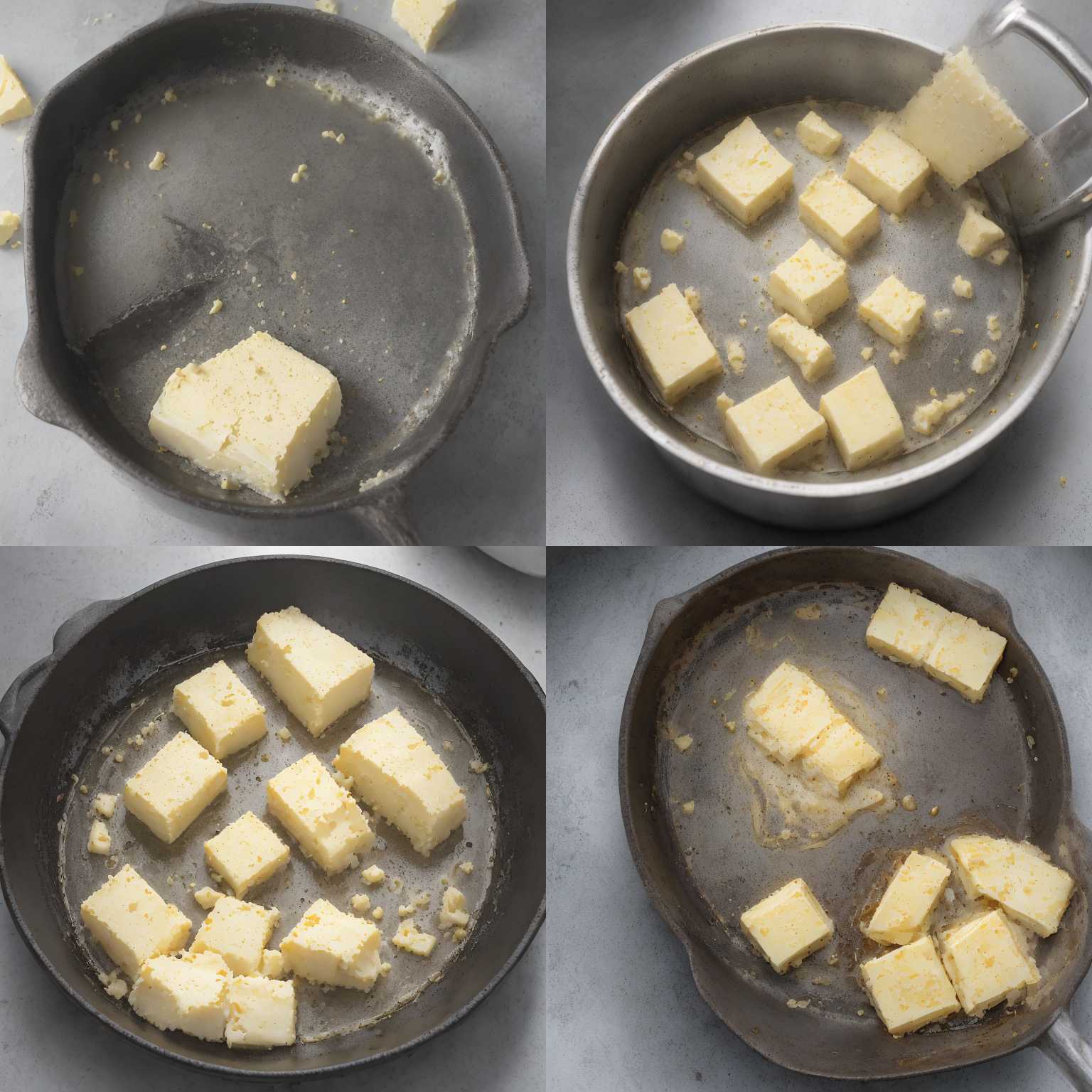 A piece of butter in a heated pan