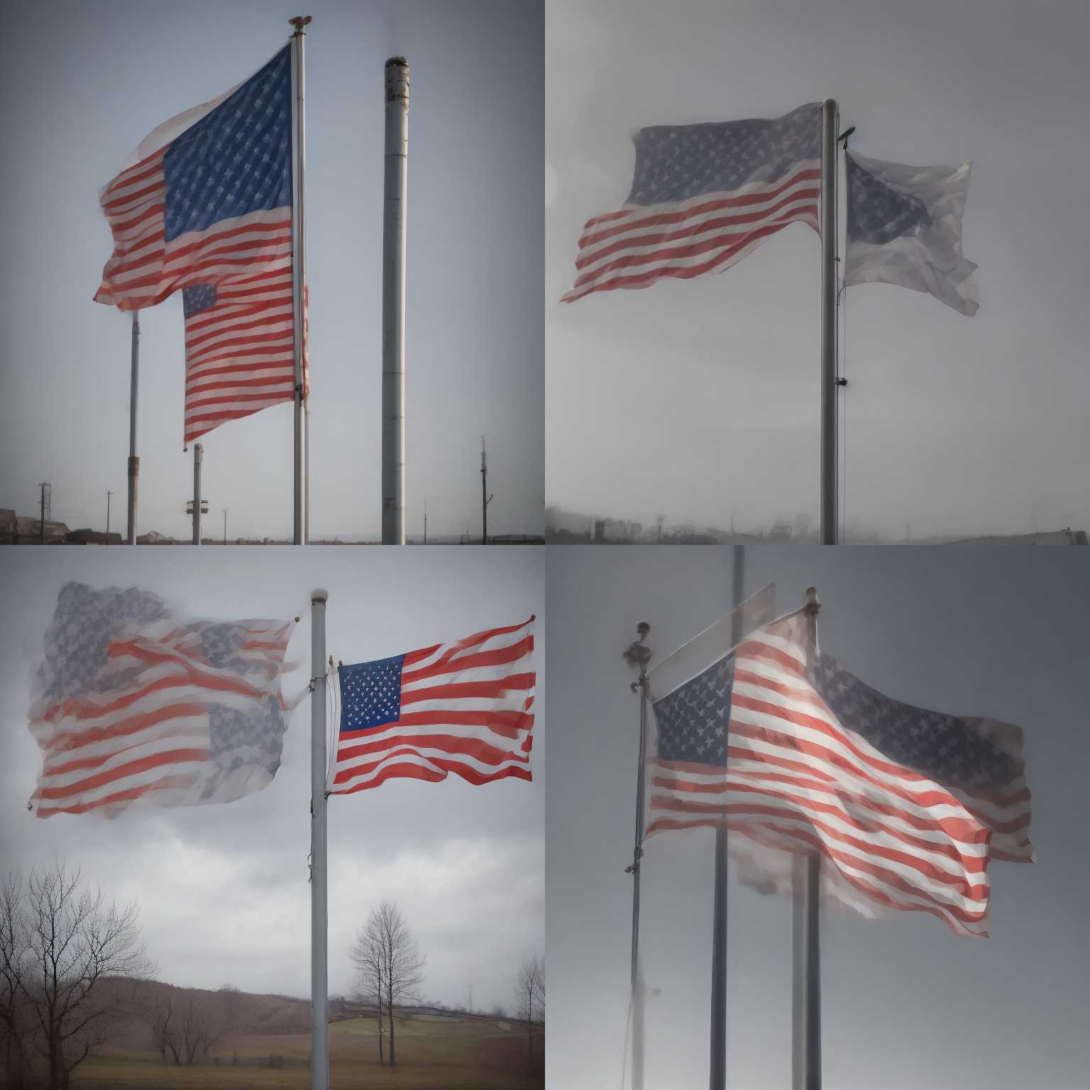 A flag on a pole on a windless day