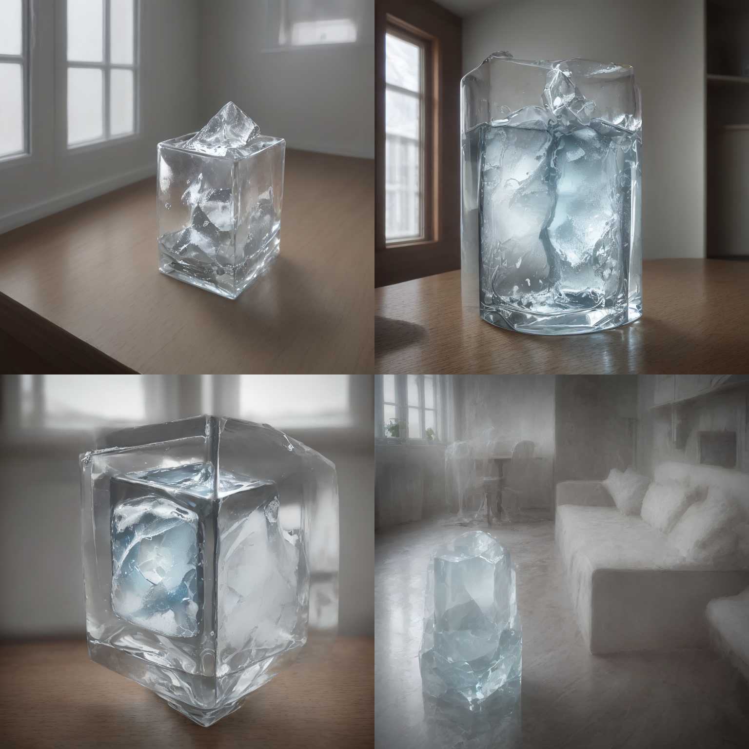 An ice cube in a warm room