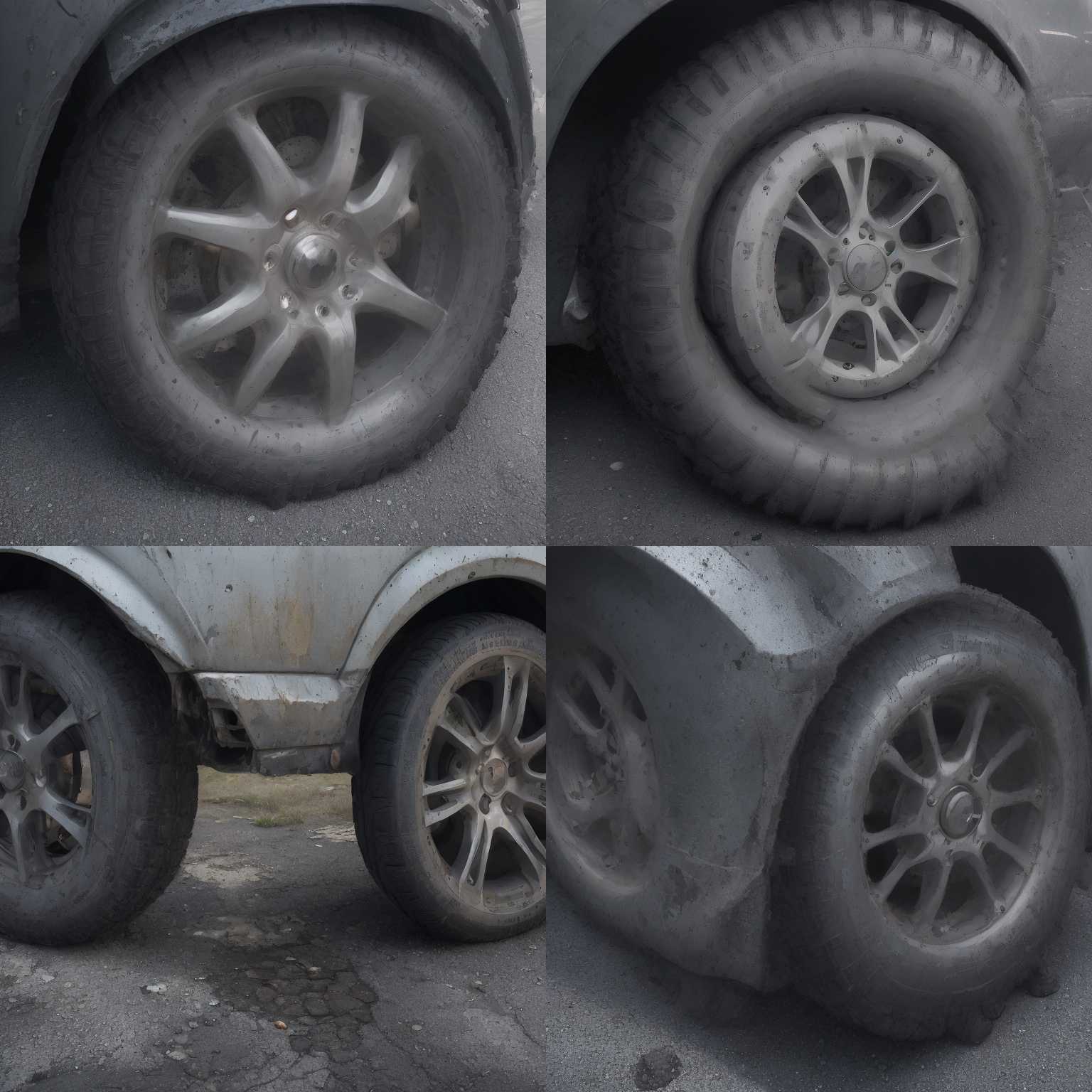 A punctured car tire