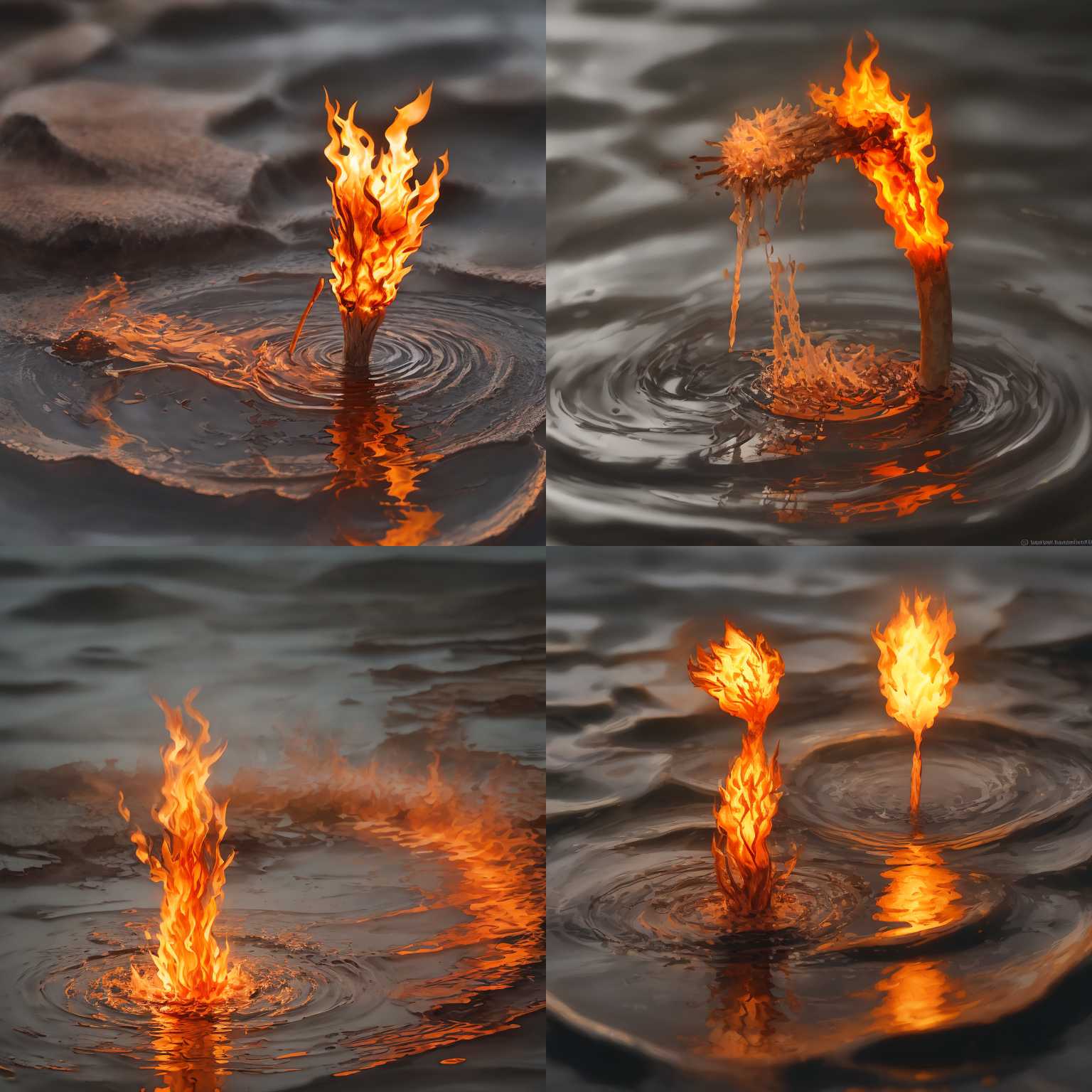 A burning matchstick dipped into water