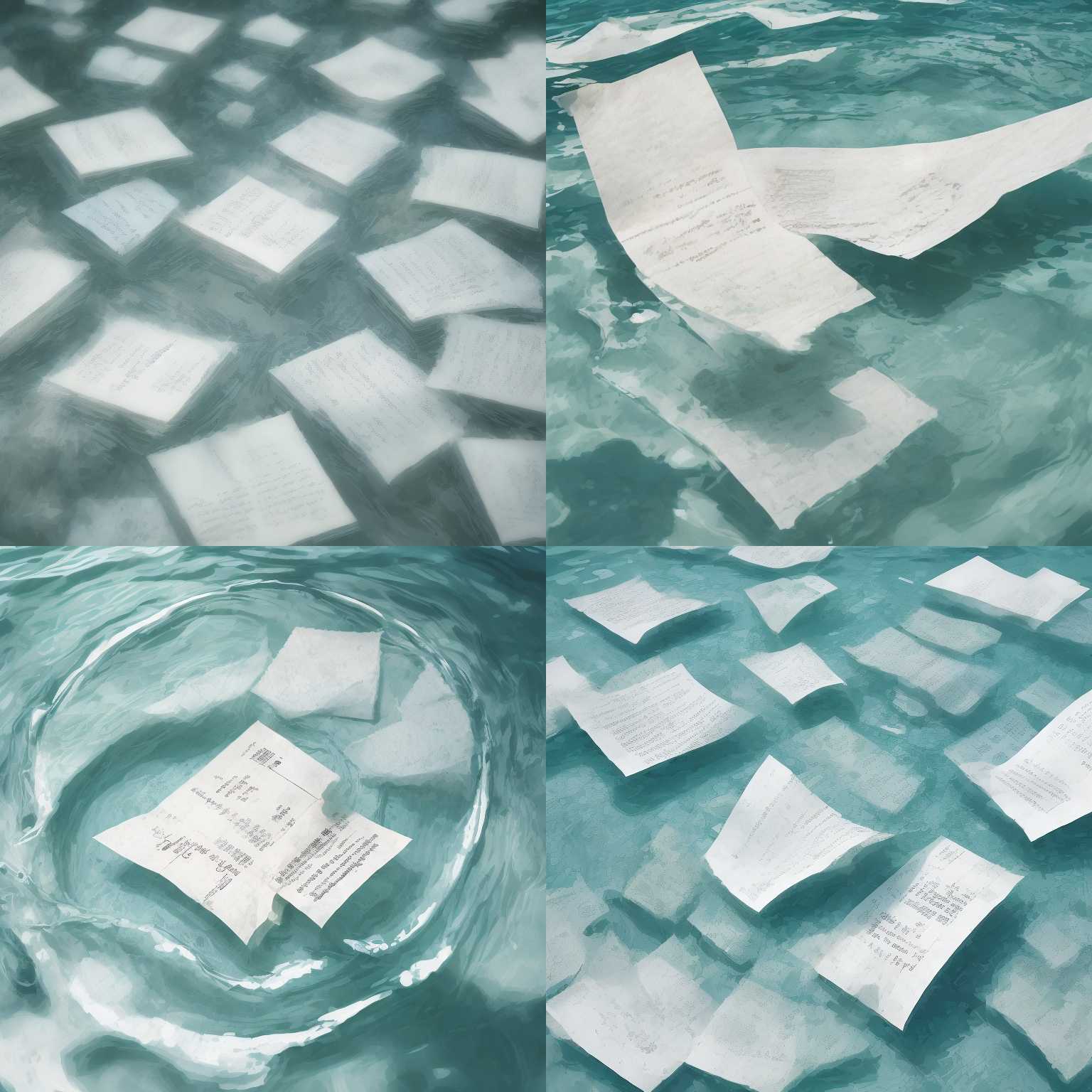 A piece of paper in water