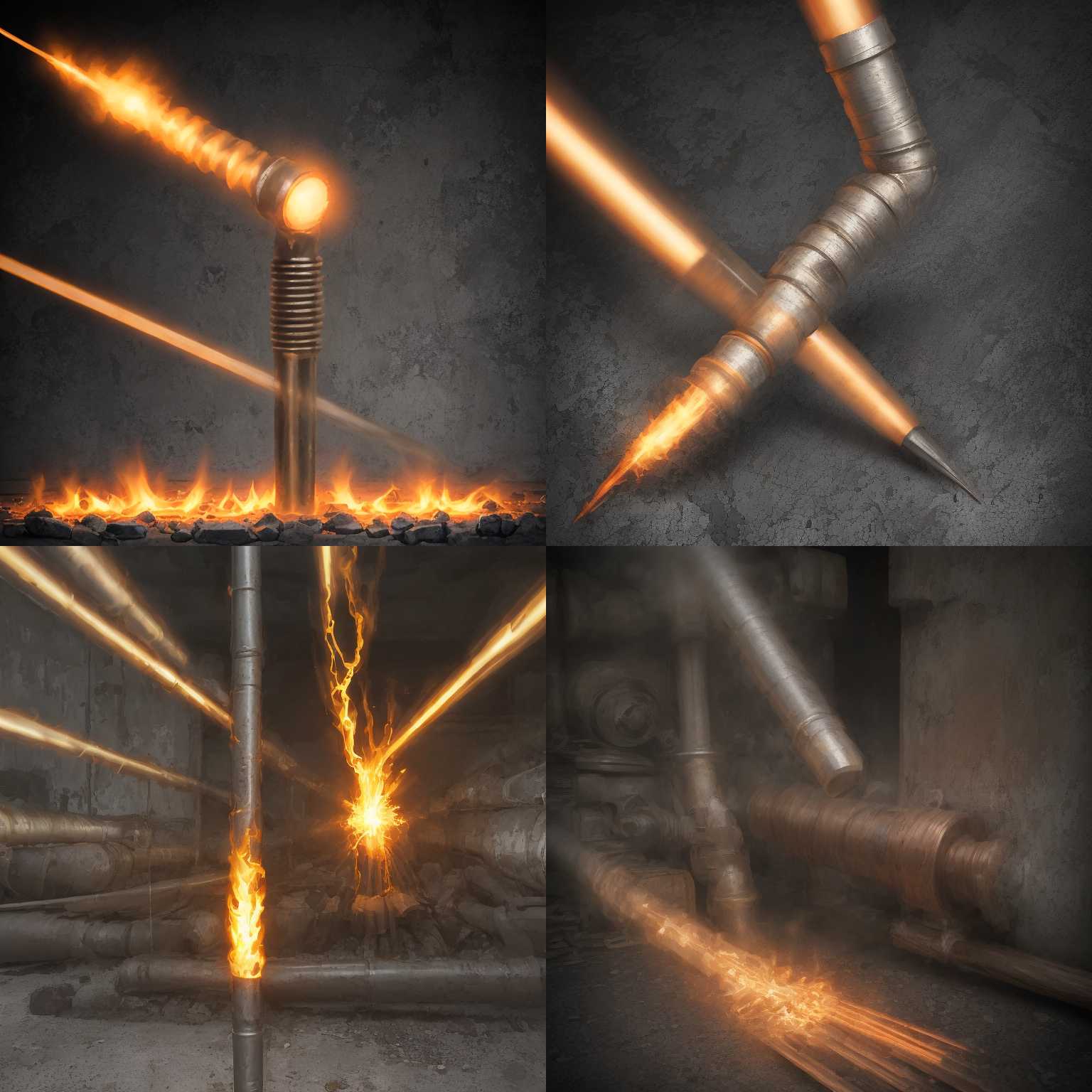 A heated metal rod