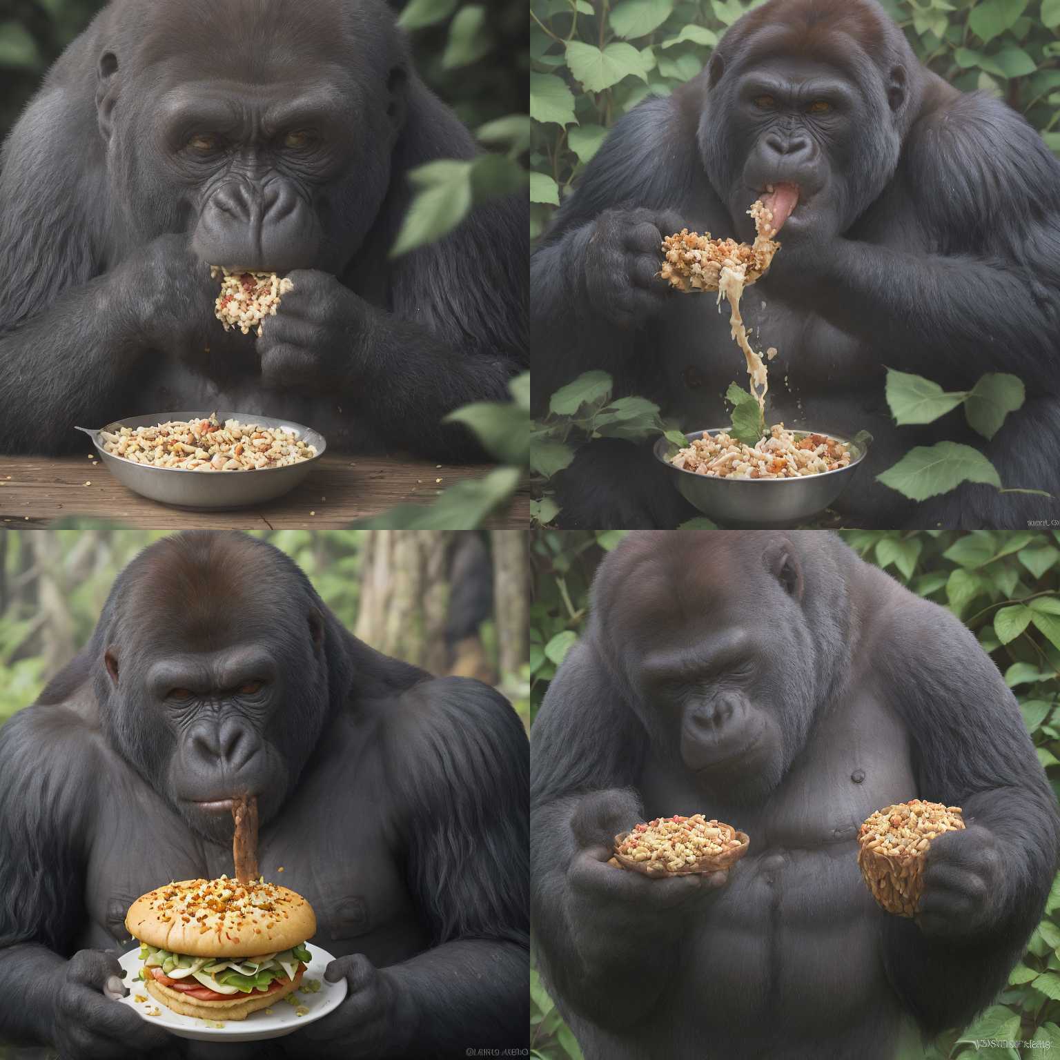 An eating gorilla