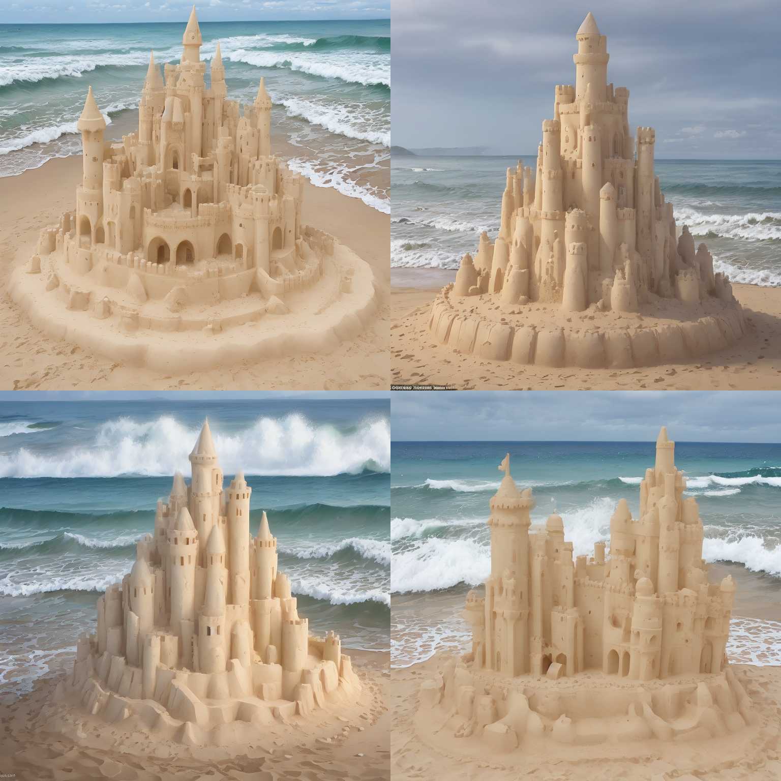 A sandcastle after being hit by a strong wave