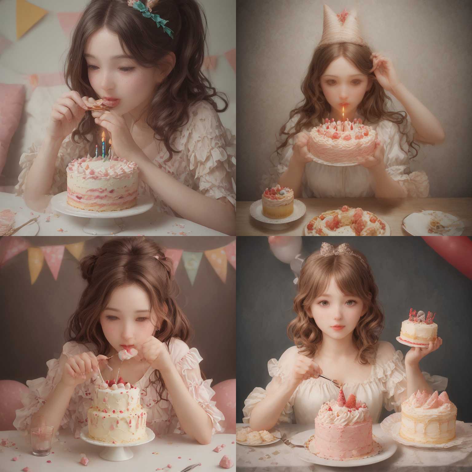 A person eating a cake on her birthday