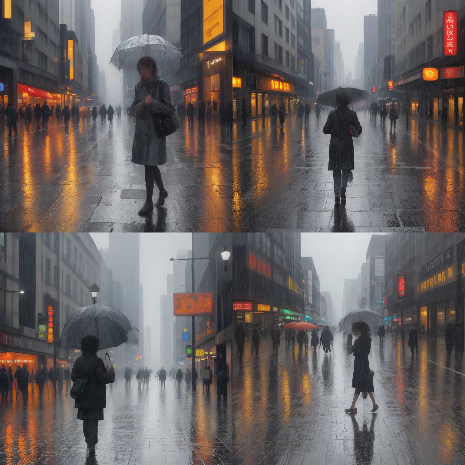 A pedestrian on a rainy day
