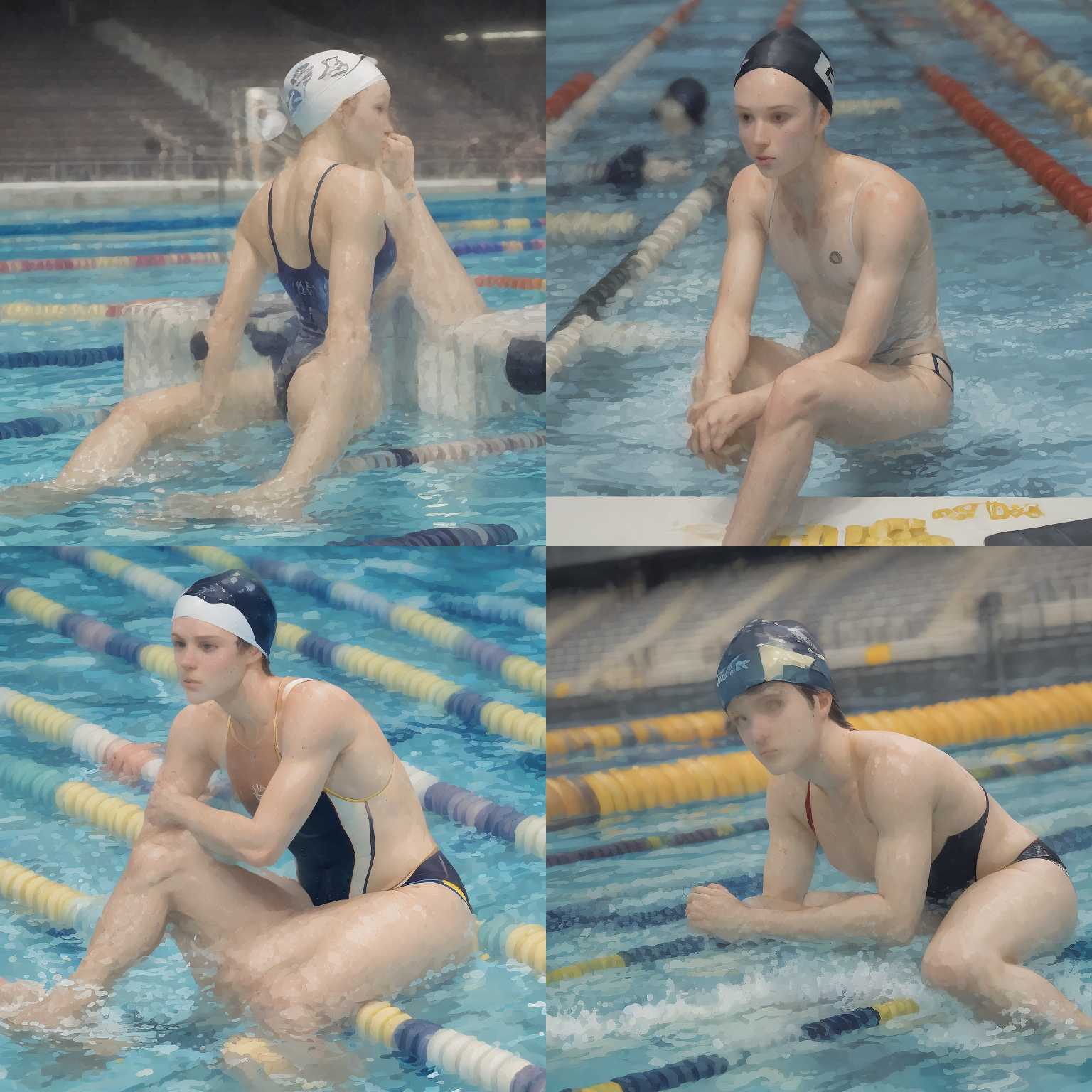 A swimmer waiting for the start signal during a competition