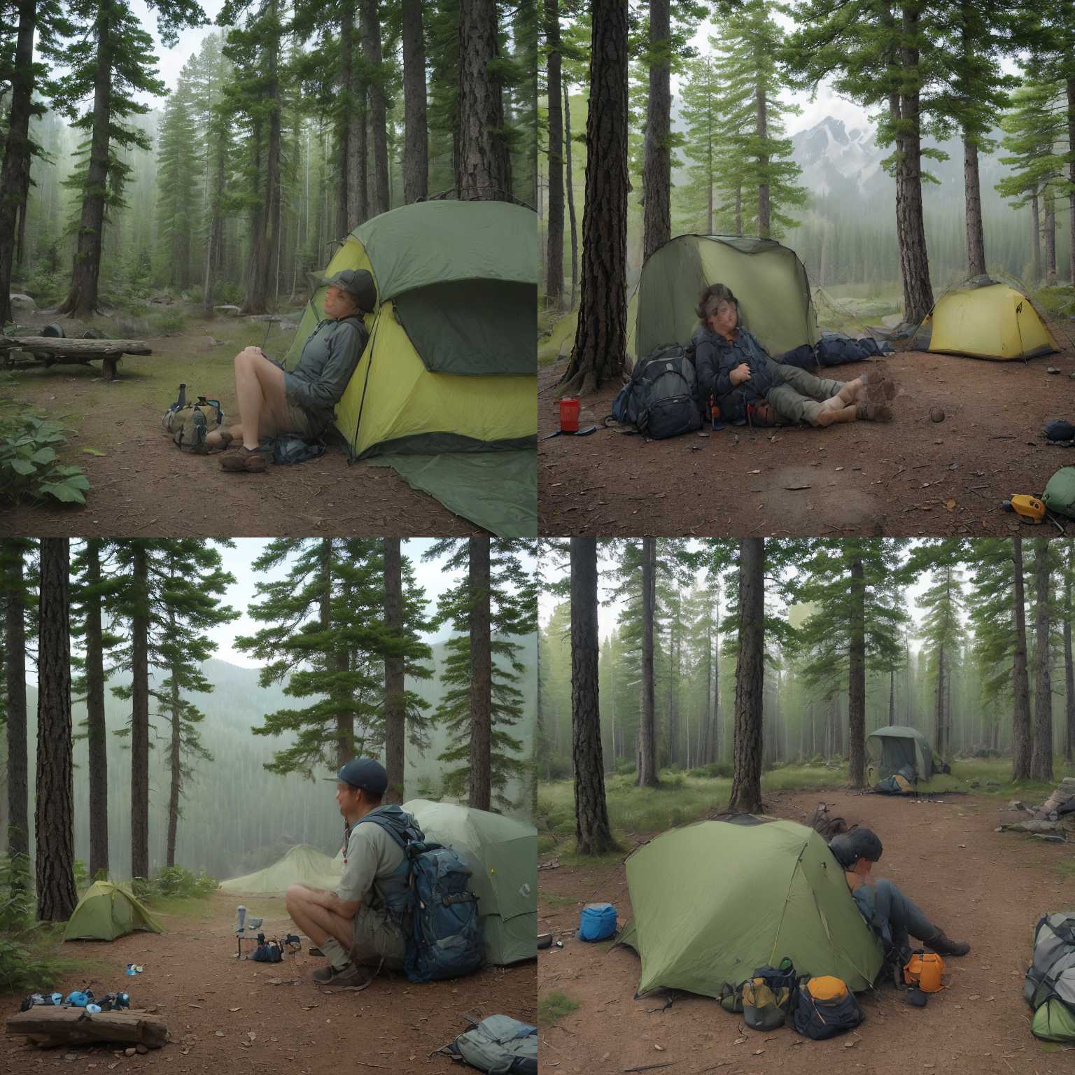 A hiker resting at the campsite