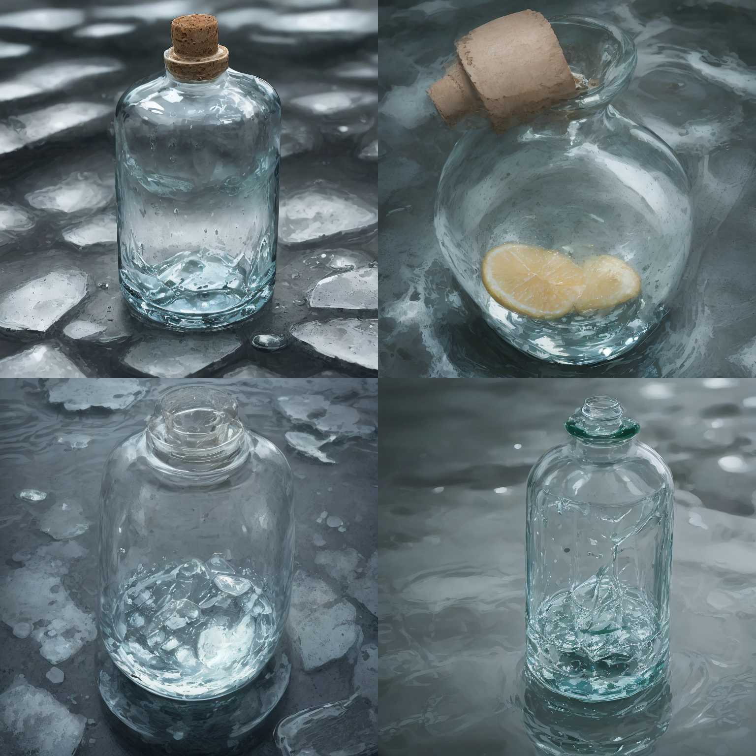 An empty bottle in water