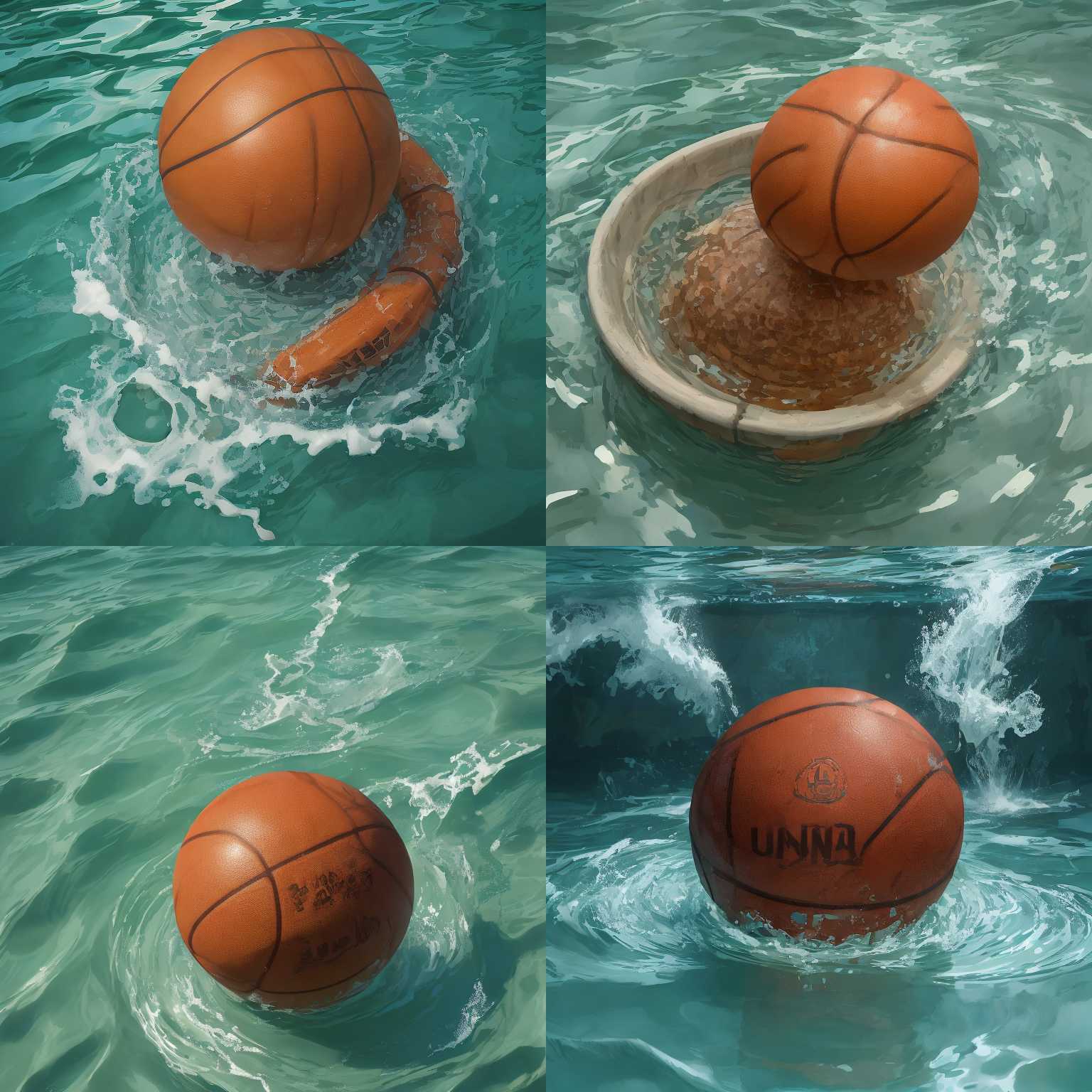 A basketball in water