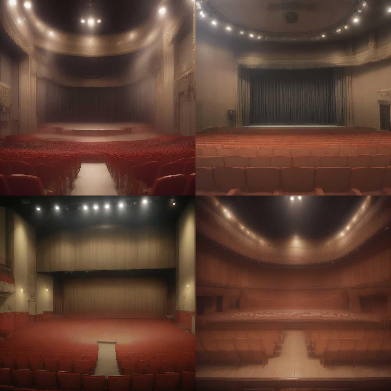 A theater stage during a scene change