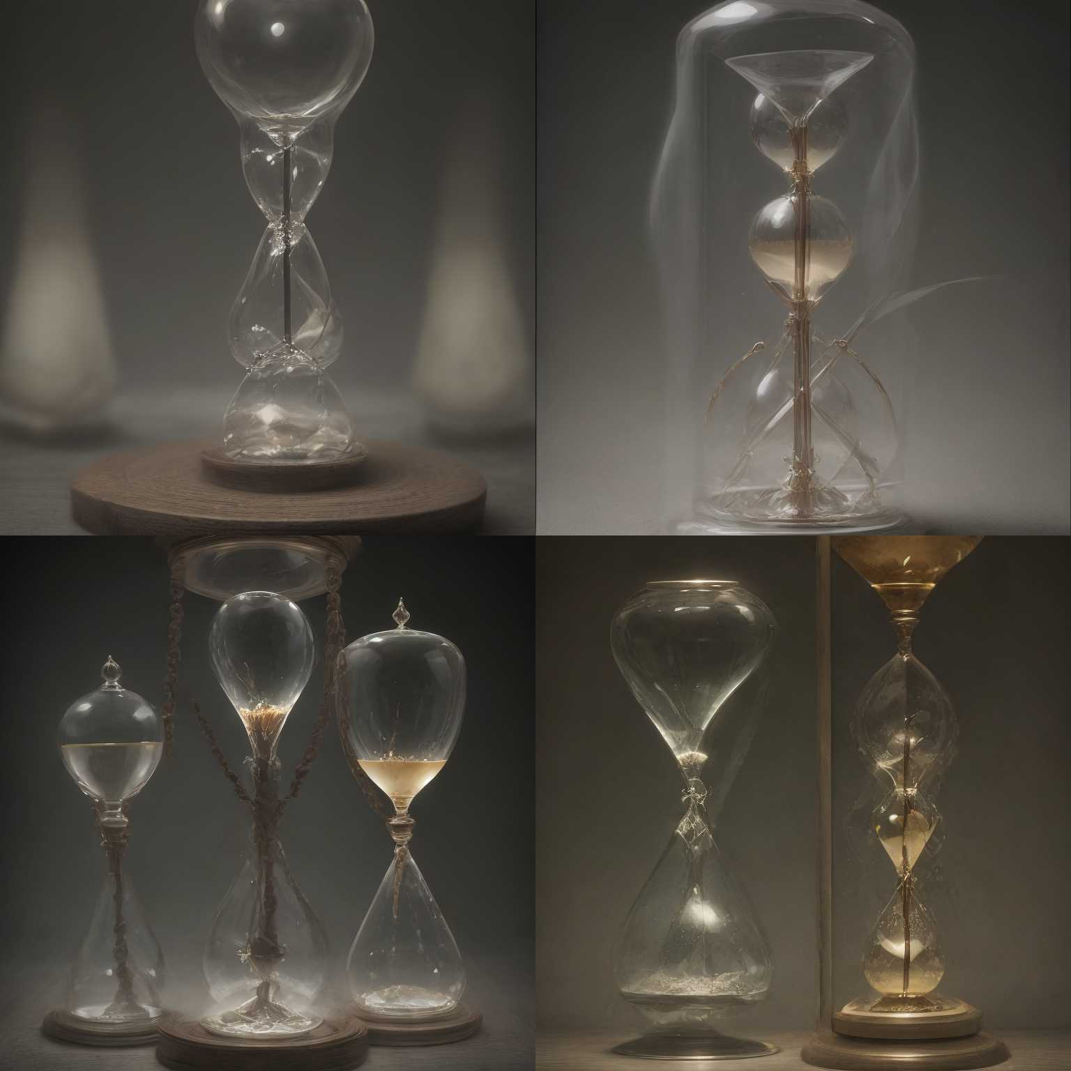 An hourglass just finishing its counting