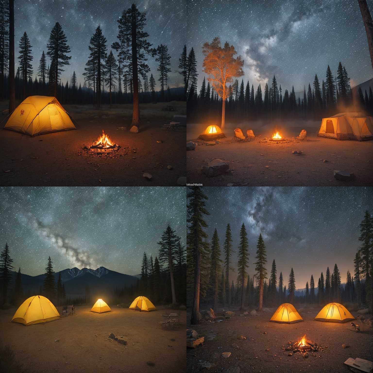A campsite during a fire ban at night
