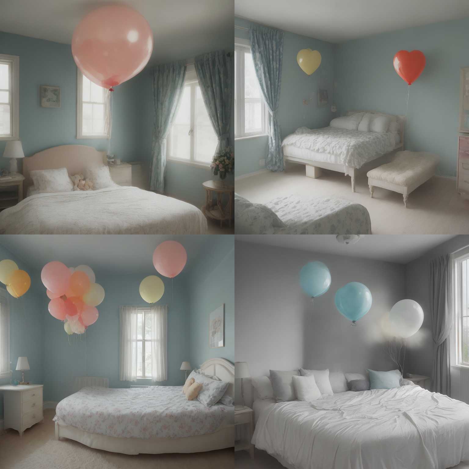 A balloon filled with air in the bedroom