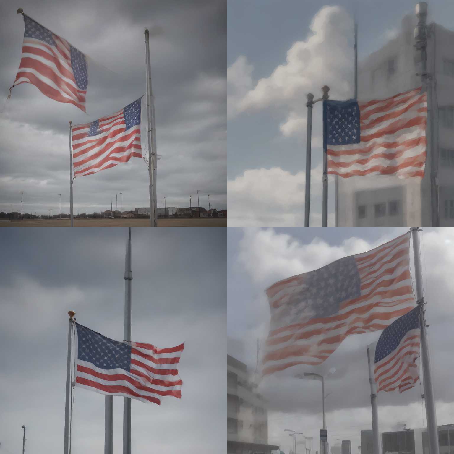 A flag on a pole on a windy day