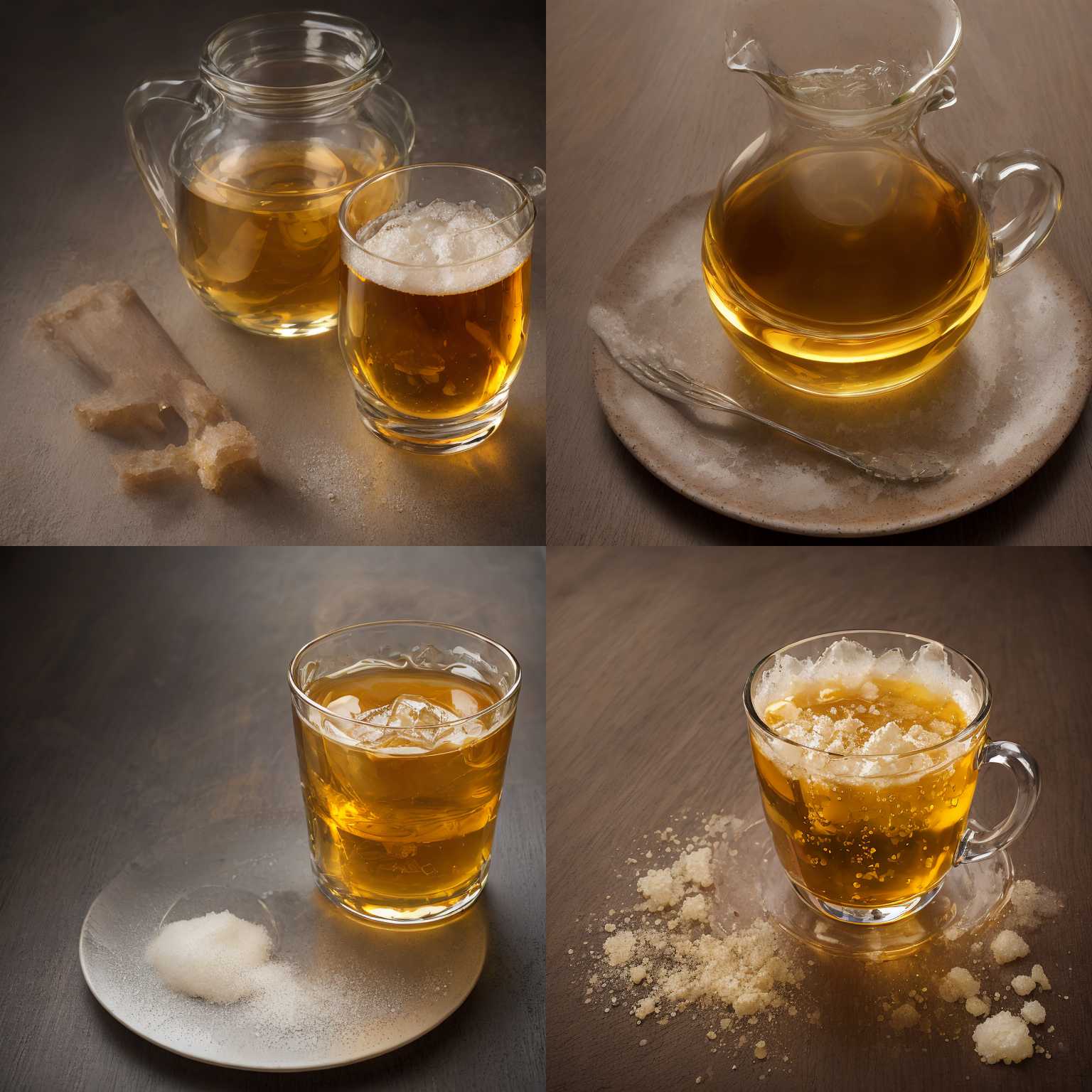 A glass of oil mixed with sugar