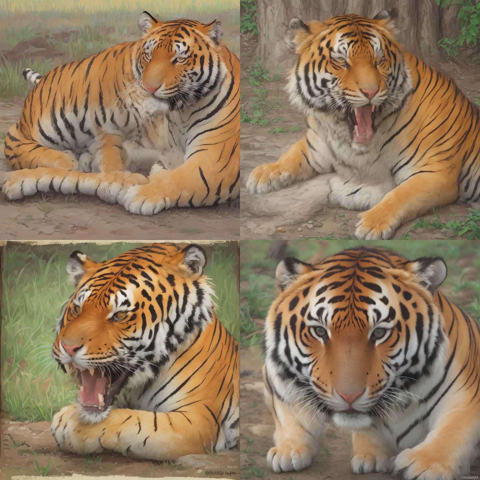 A tiger eating