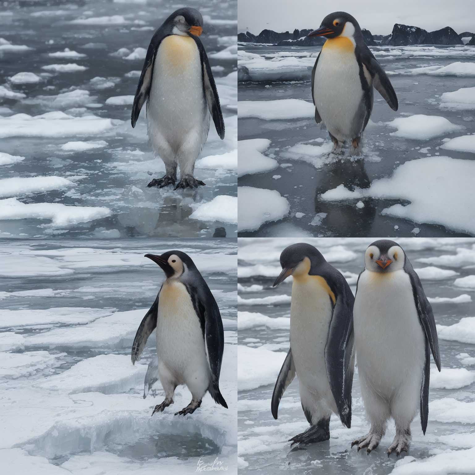 A penguin walking on ice