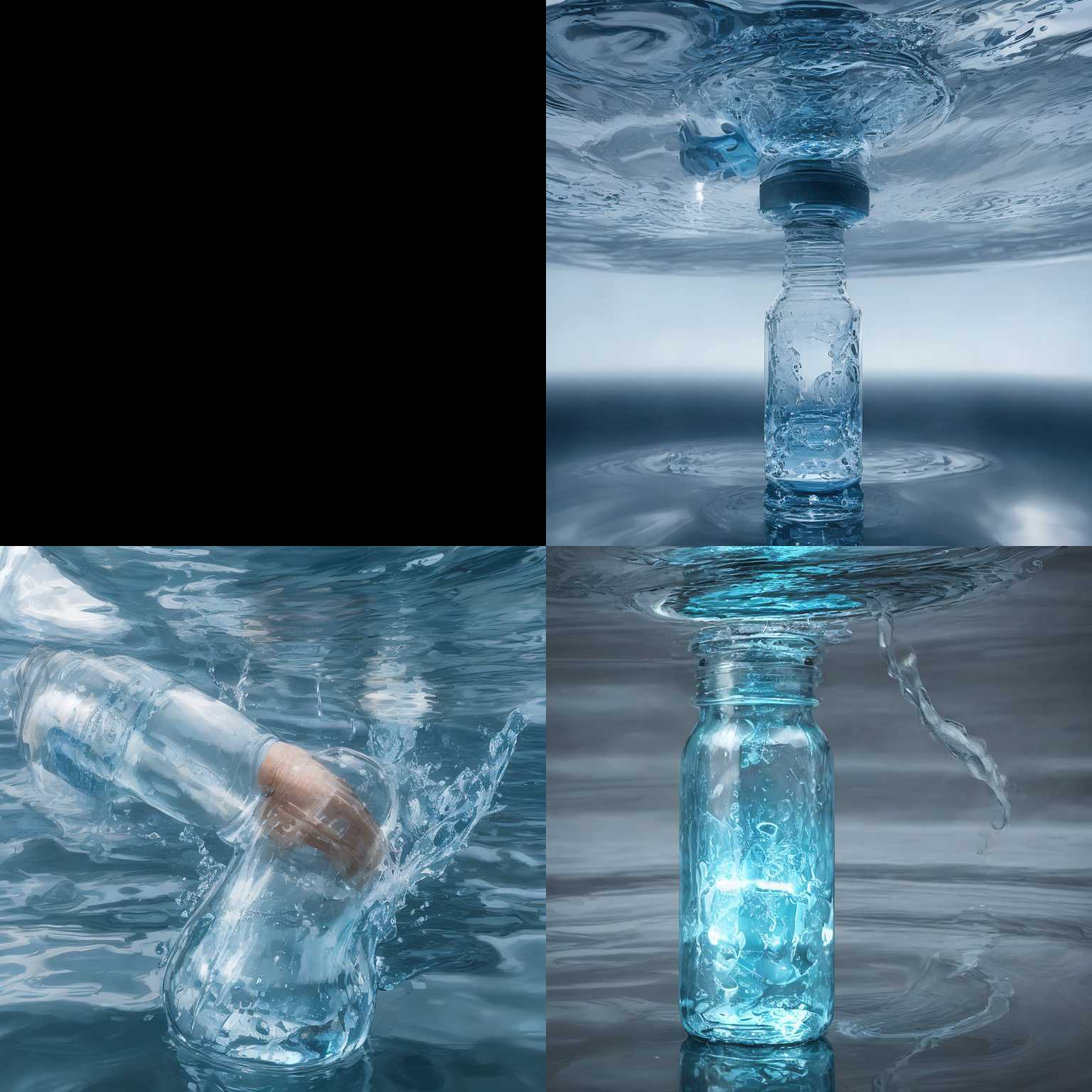 A capped water bottle turning upside down