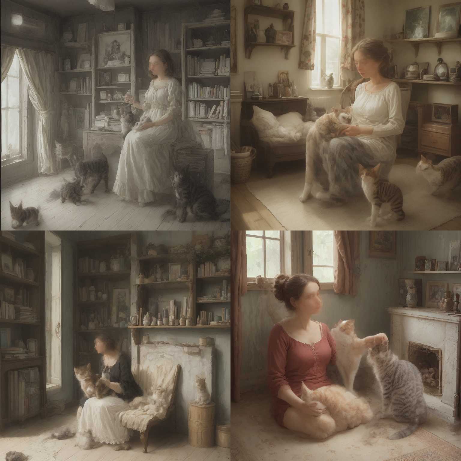 A woman with her cat at home