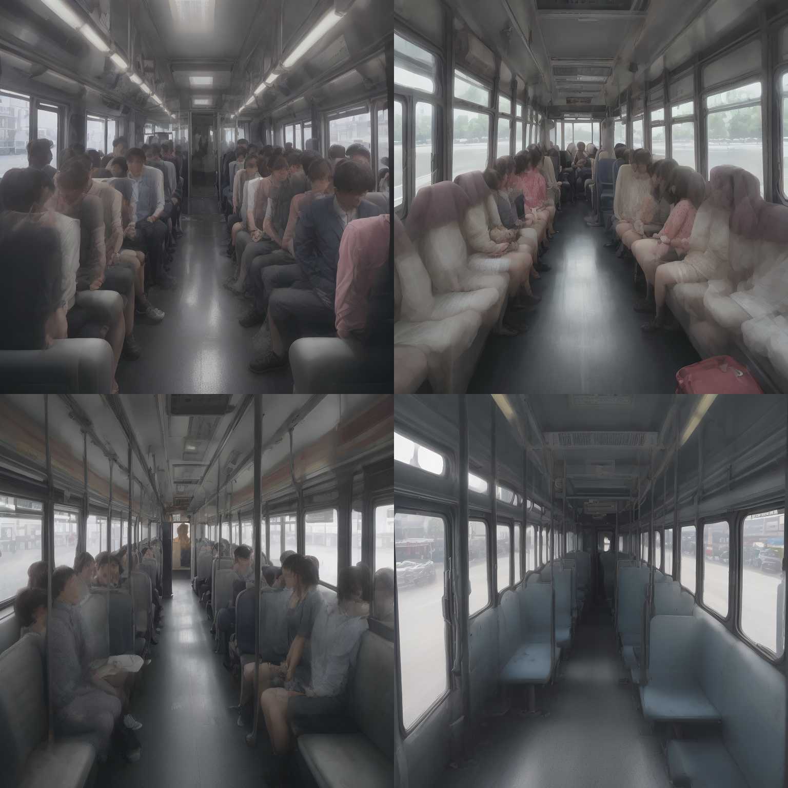 The inside of a bus during peak hours