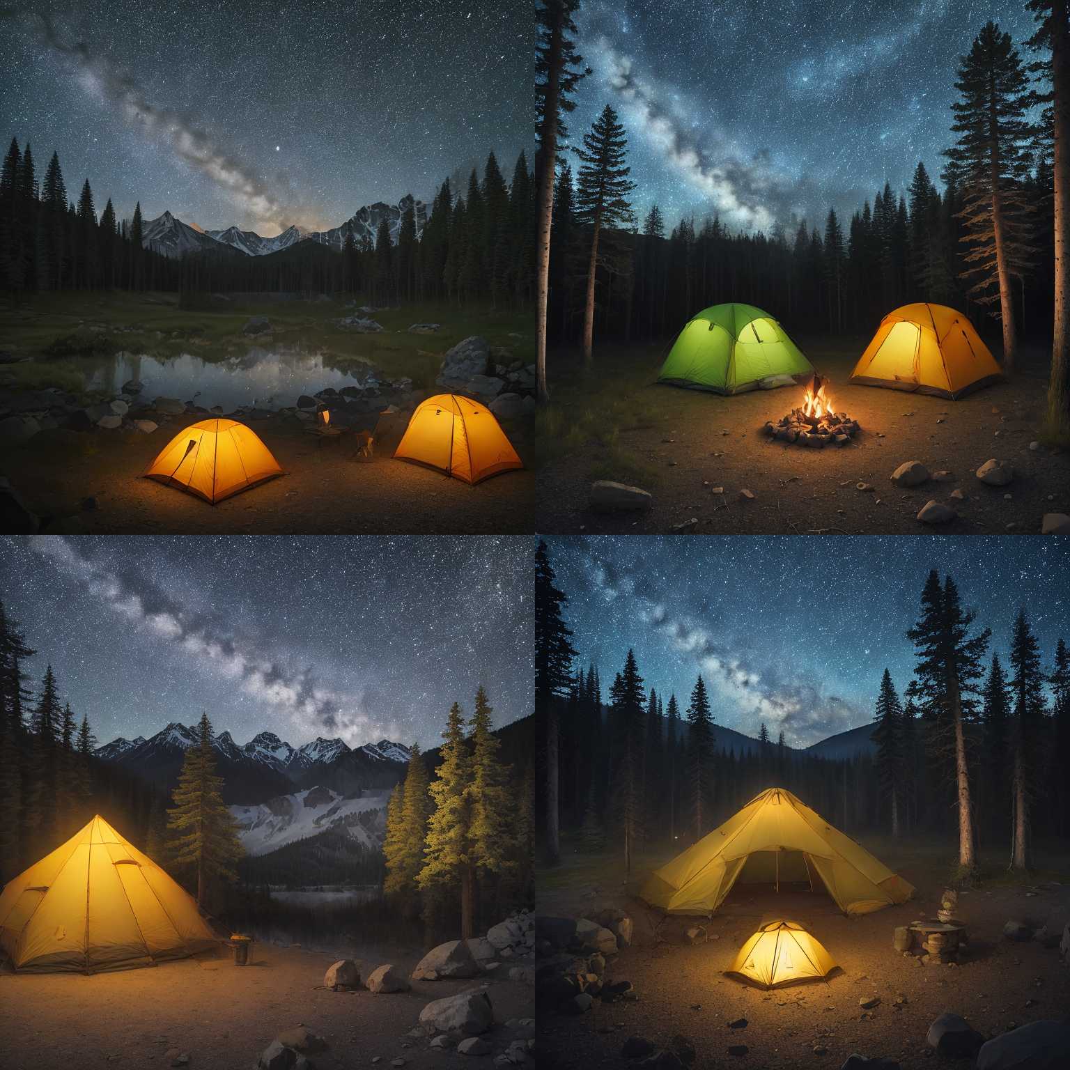 A campsite at night
