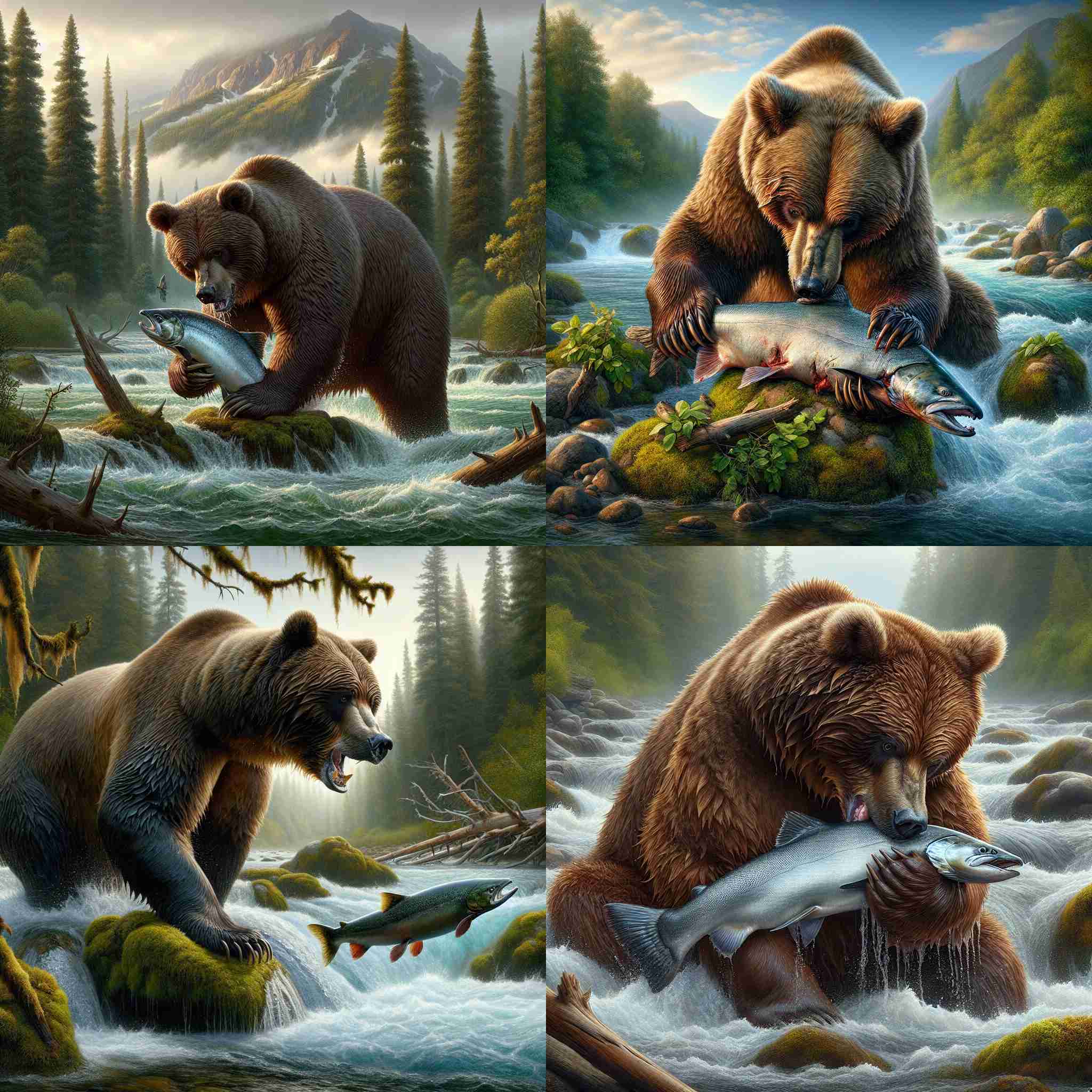 A bear eating salmon