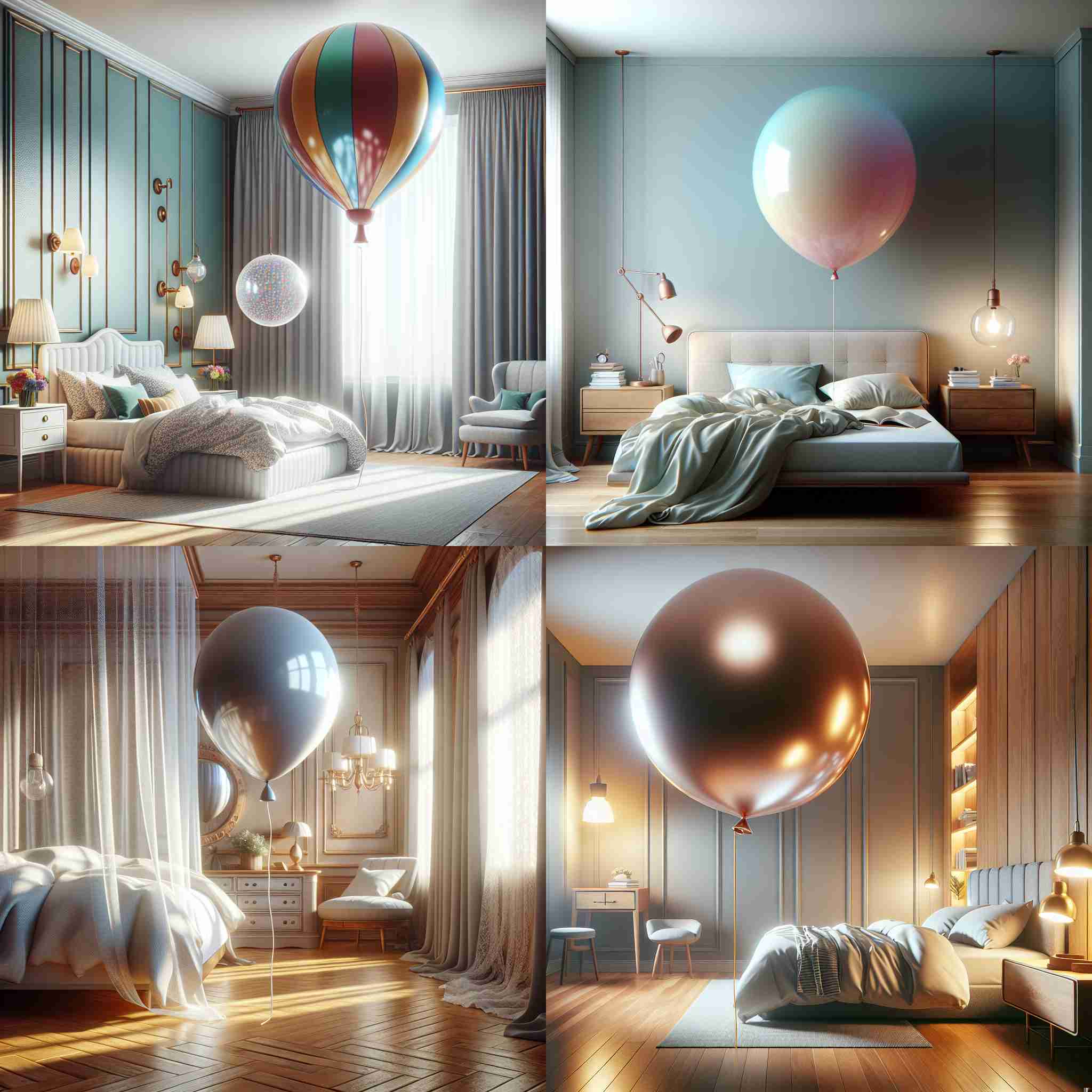 A balloon filled with helium in the bedroom