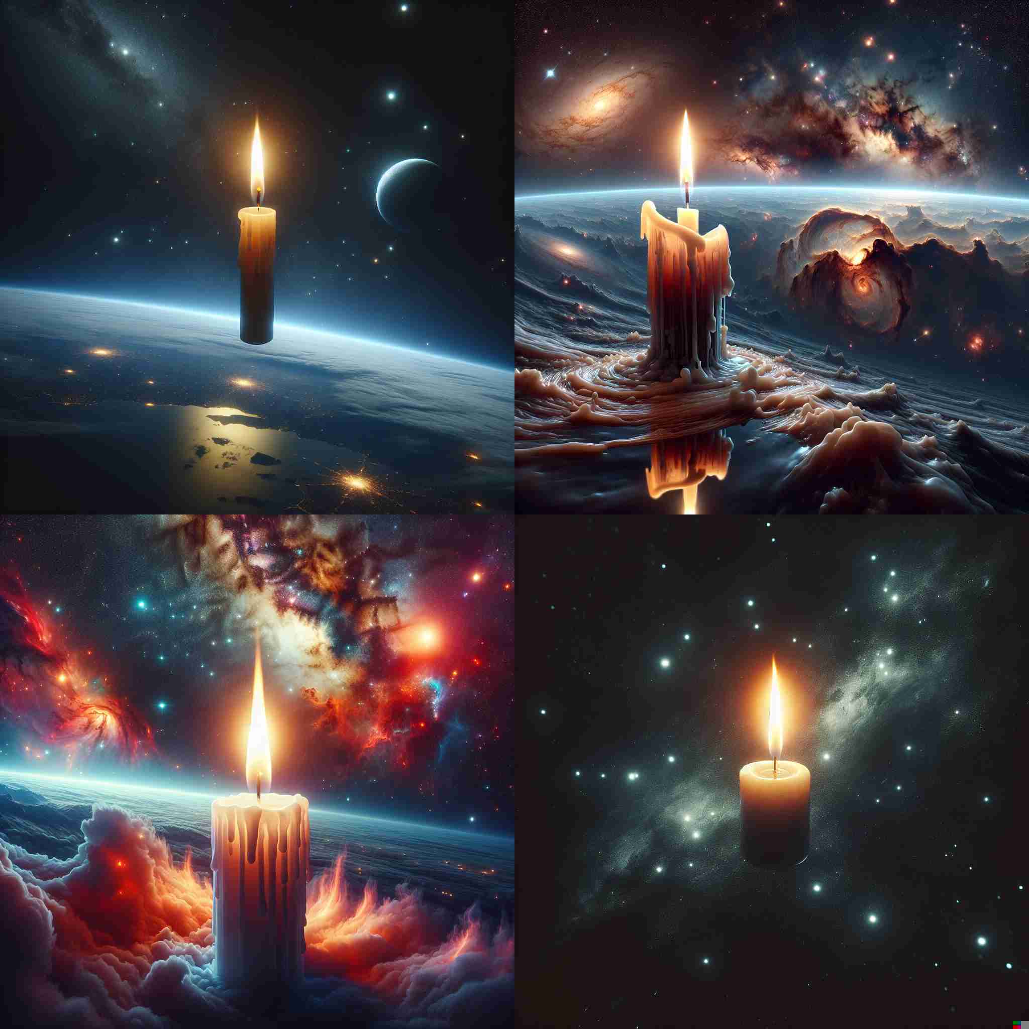 A candle in space