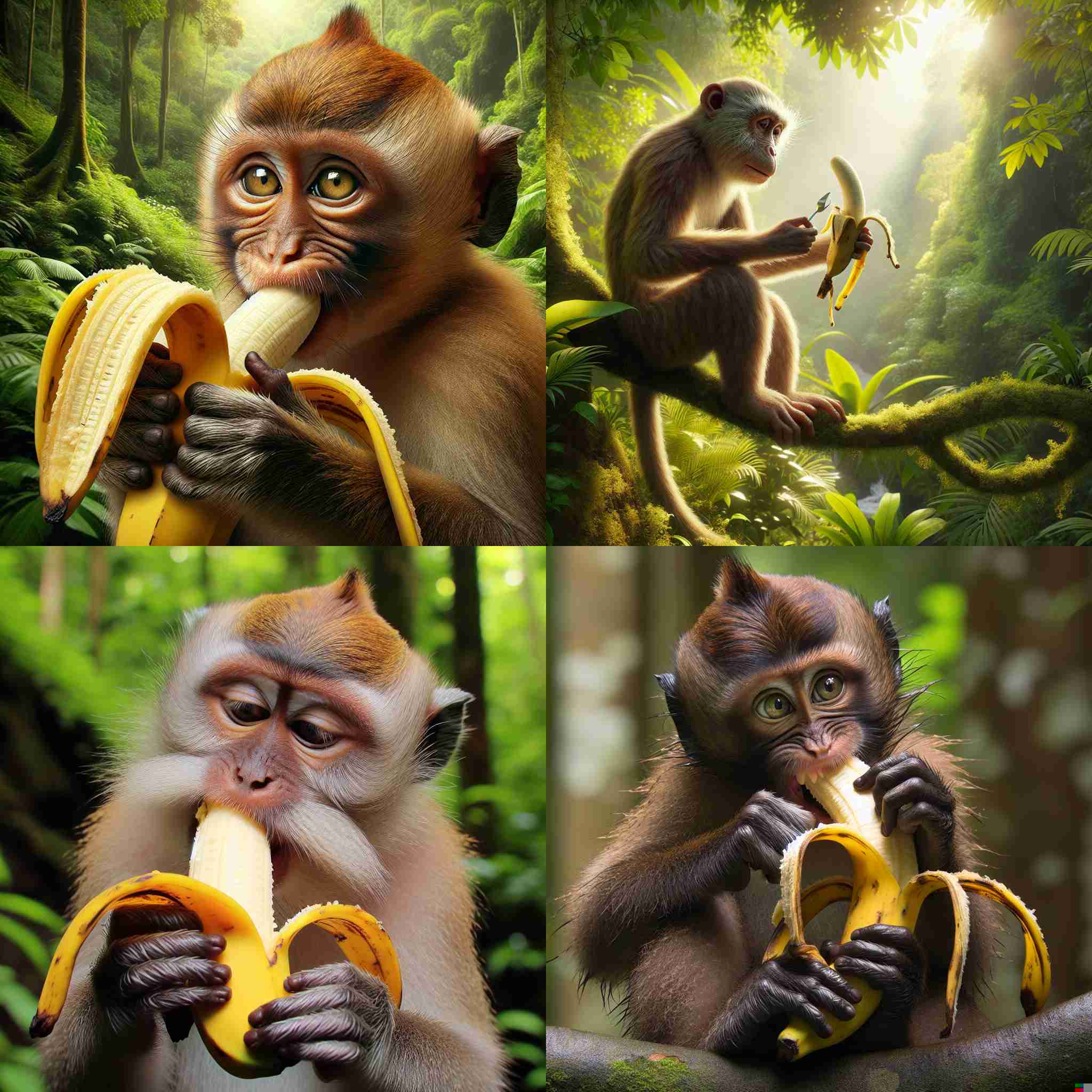 A monkey eating a banana