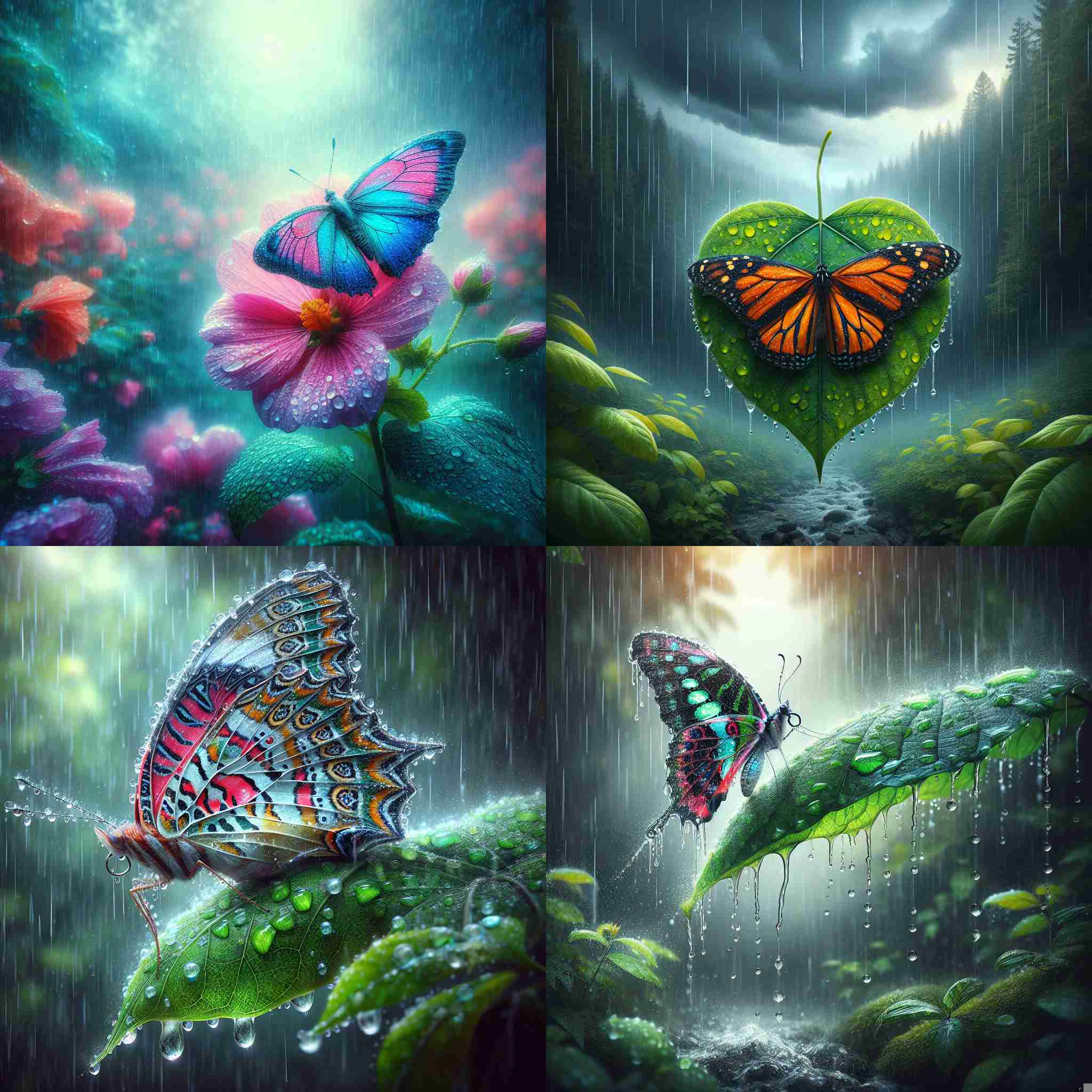 A butterfly on a rainy day