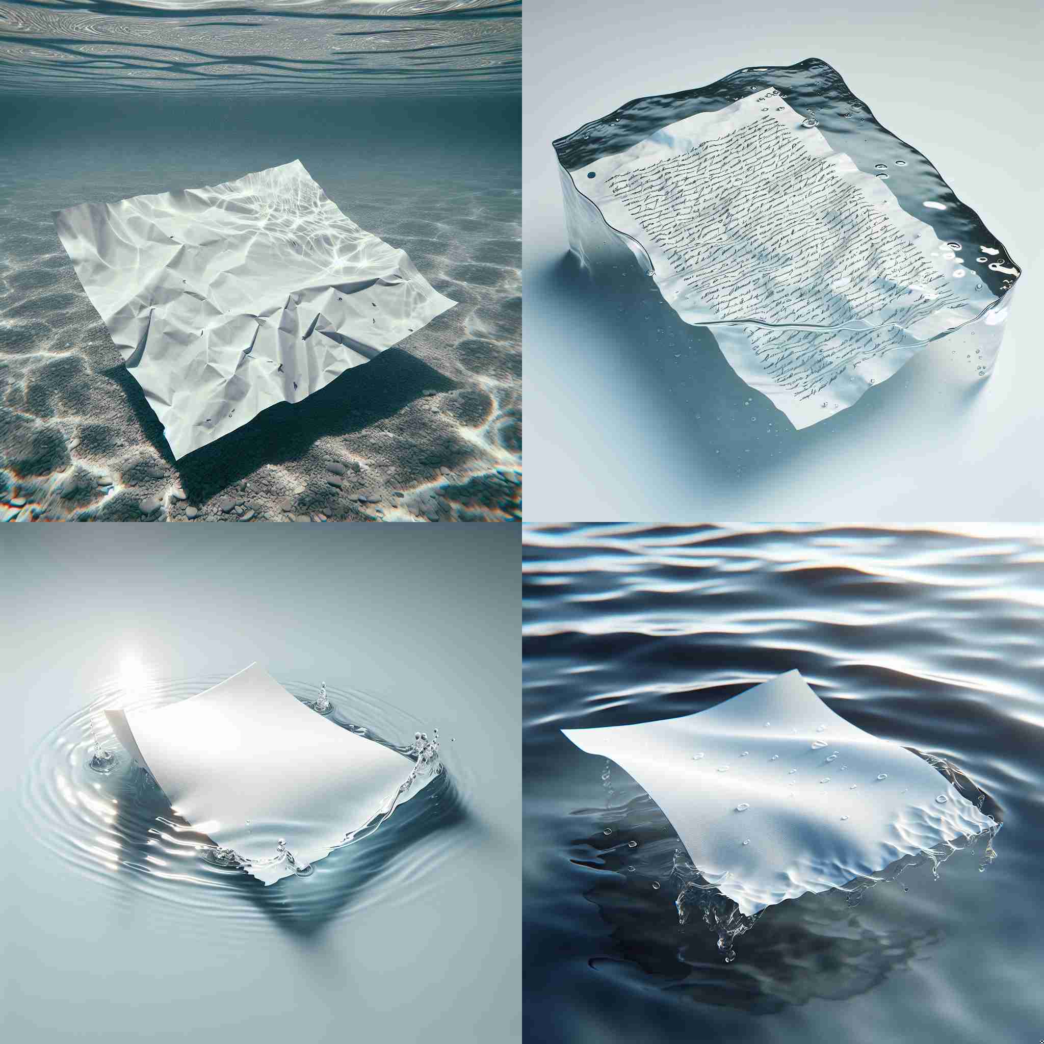 A piece of paper in water