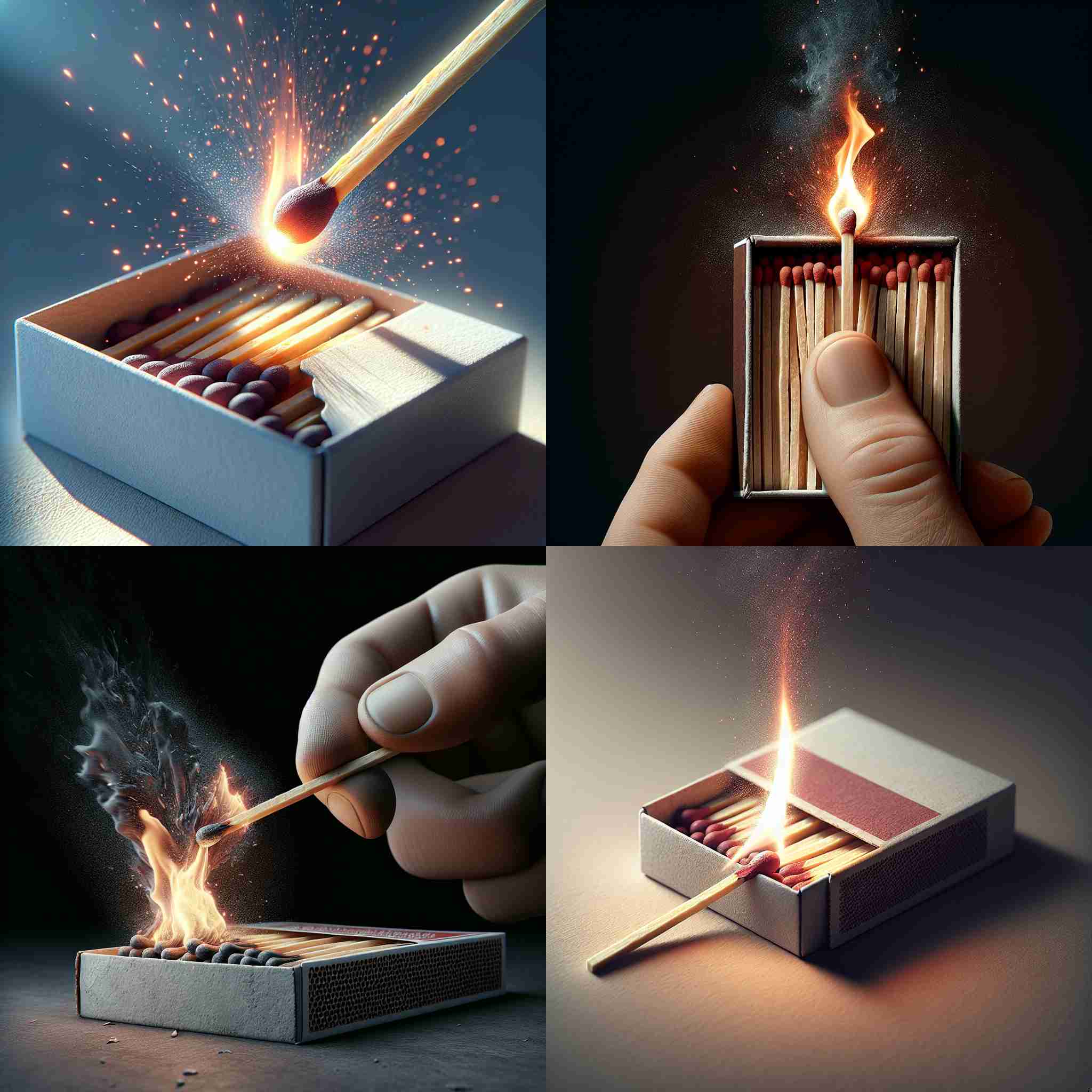 A matchstick struck against a matchbox