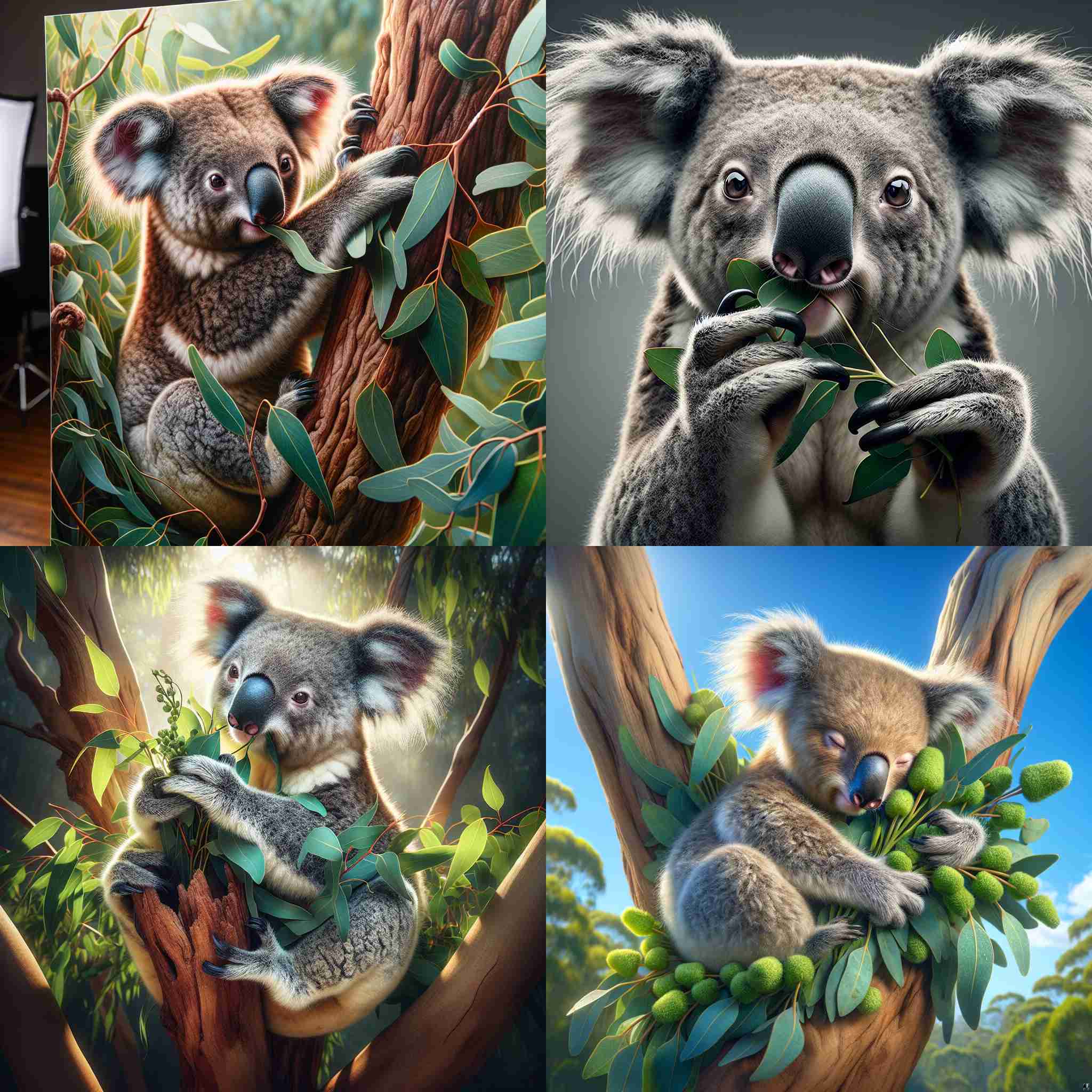 A koala eating