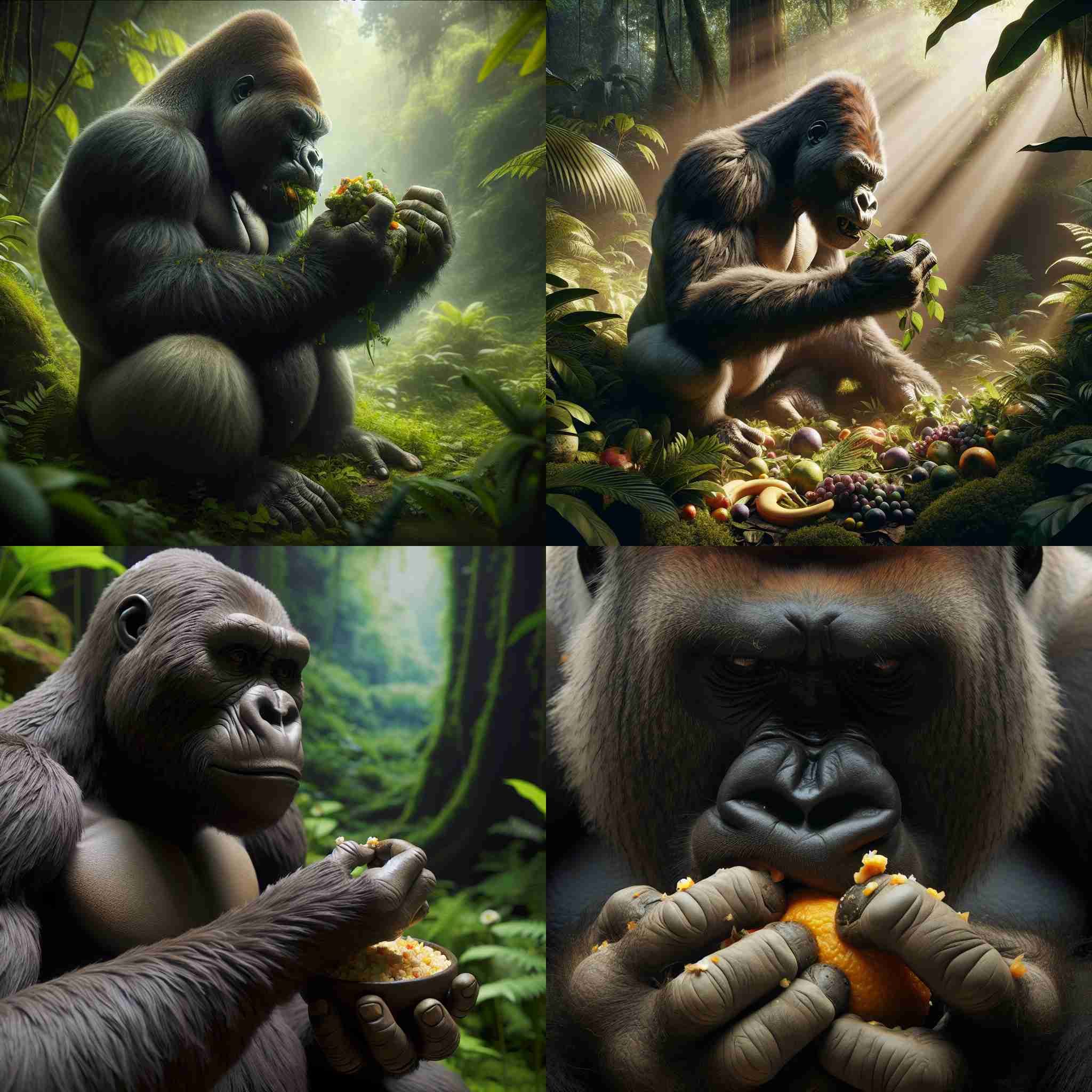 An eating gorilla