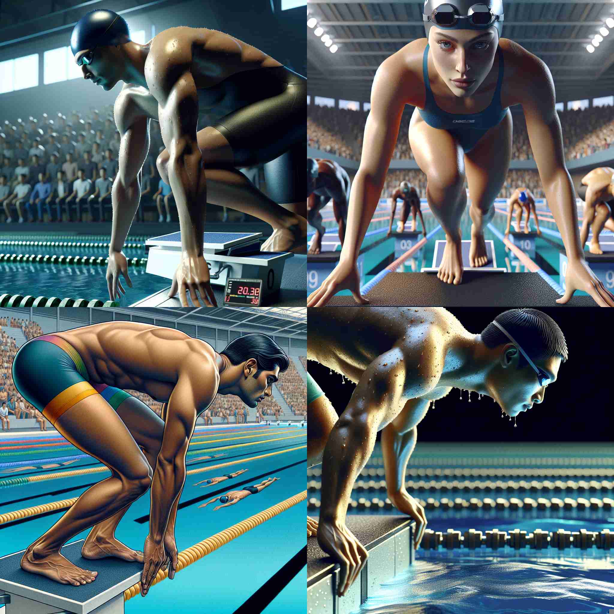 A swimmer waiting for the start signal during a competition