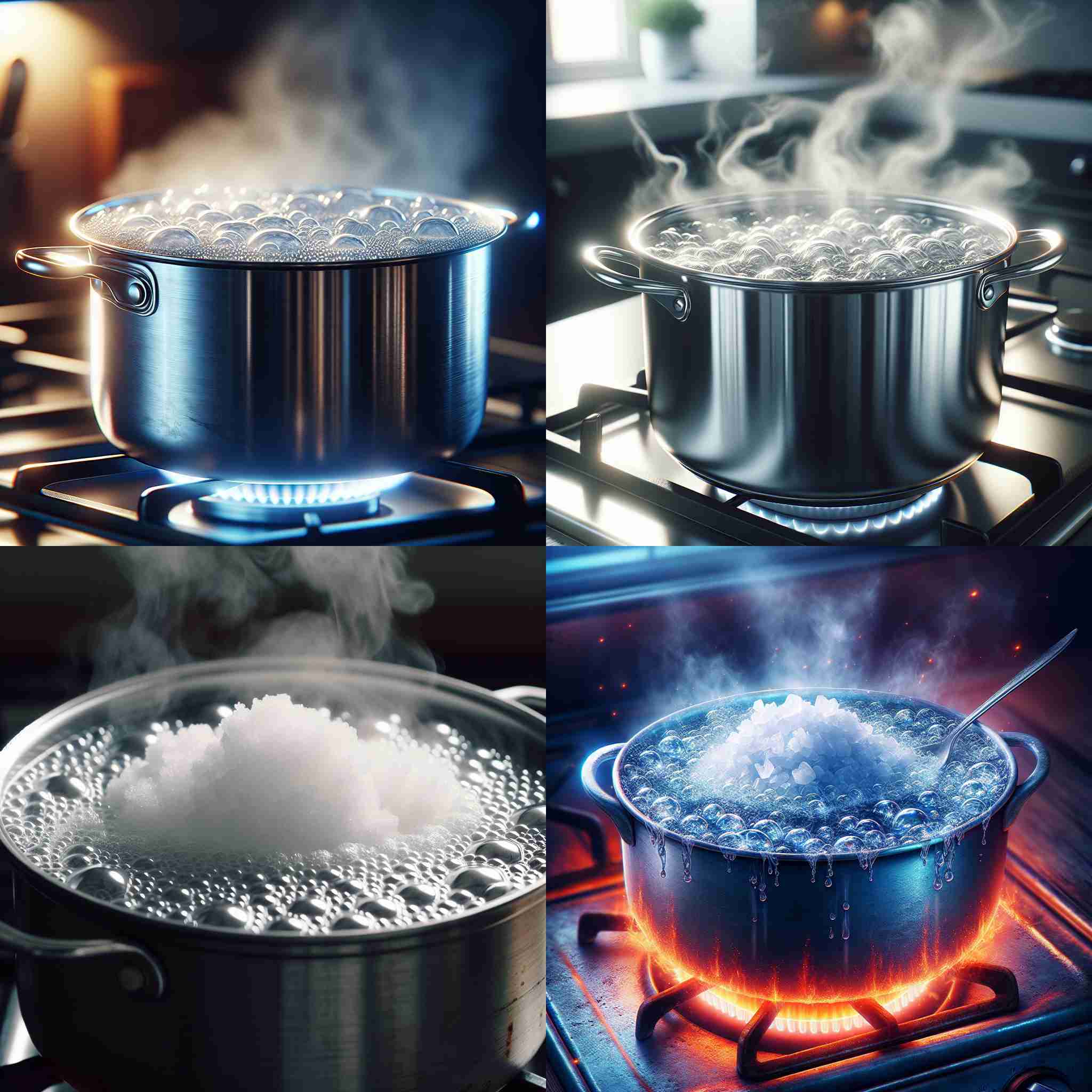 A pot of salted water heated to 100 degrees celsius