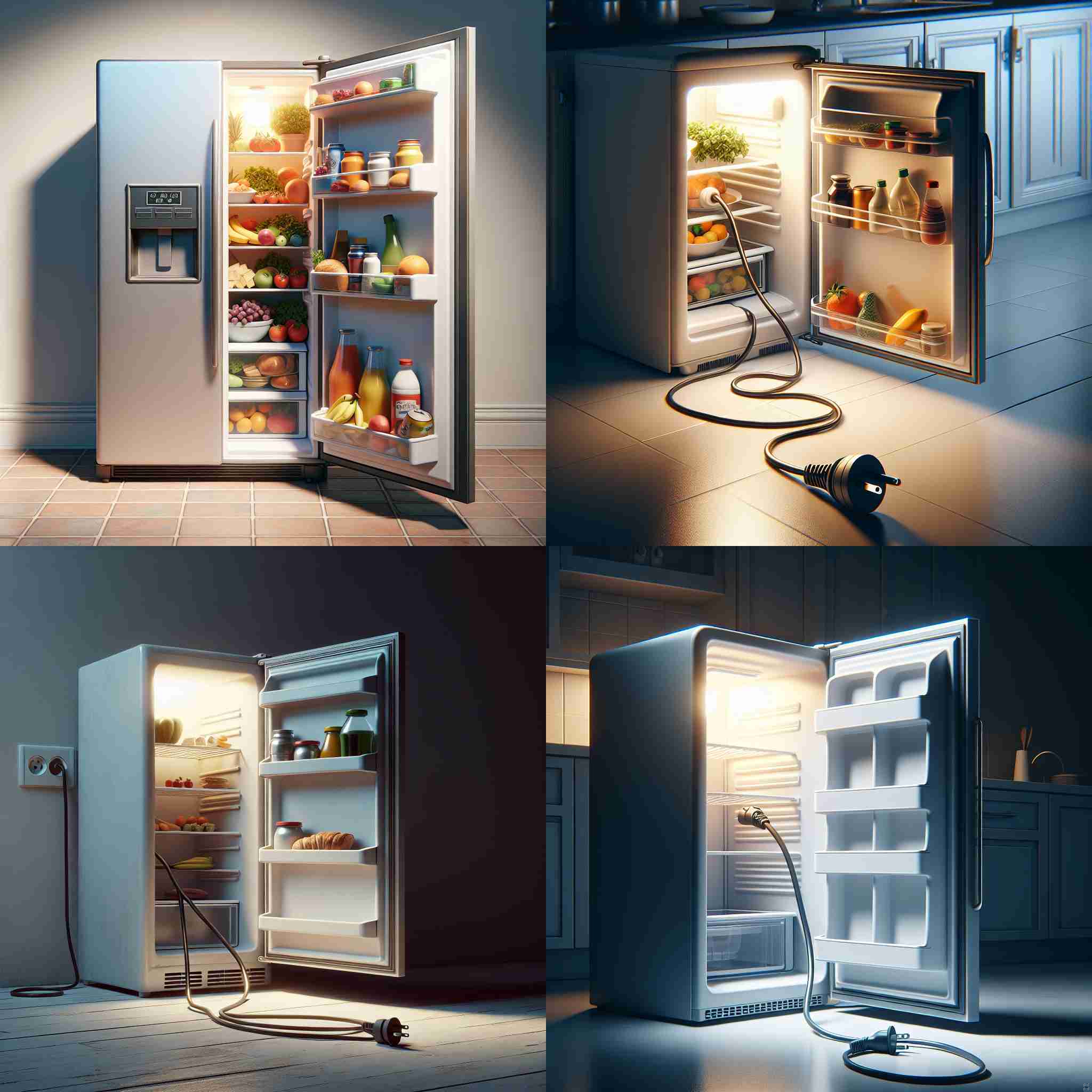 An open fridge disconnected from electricity