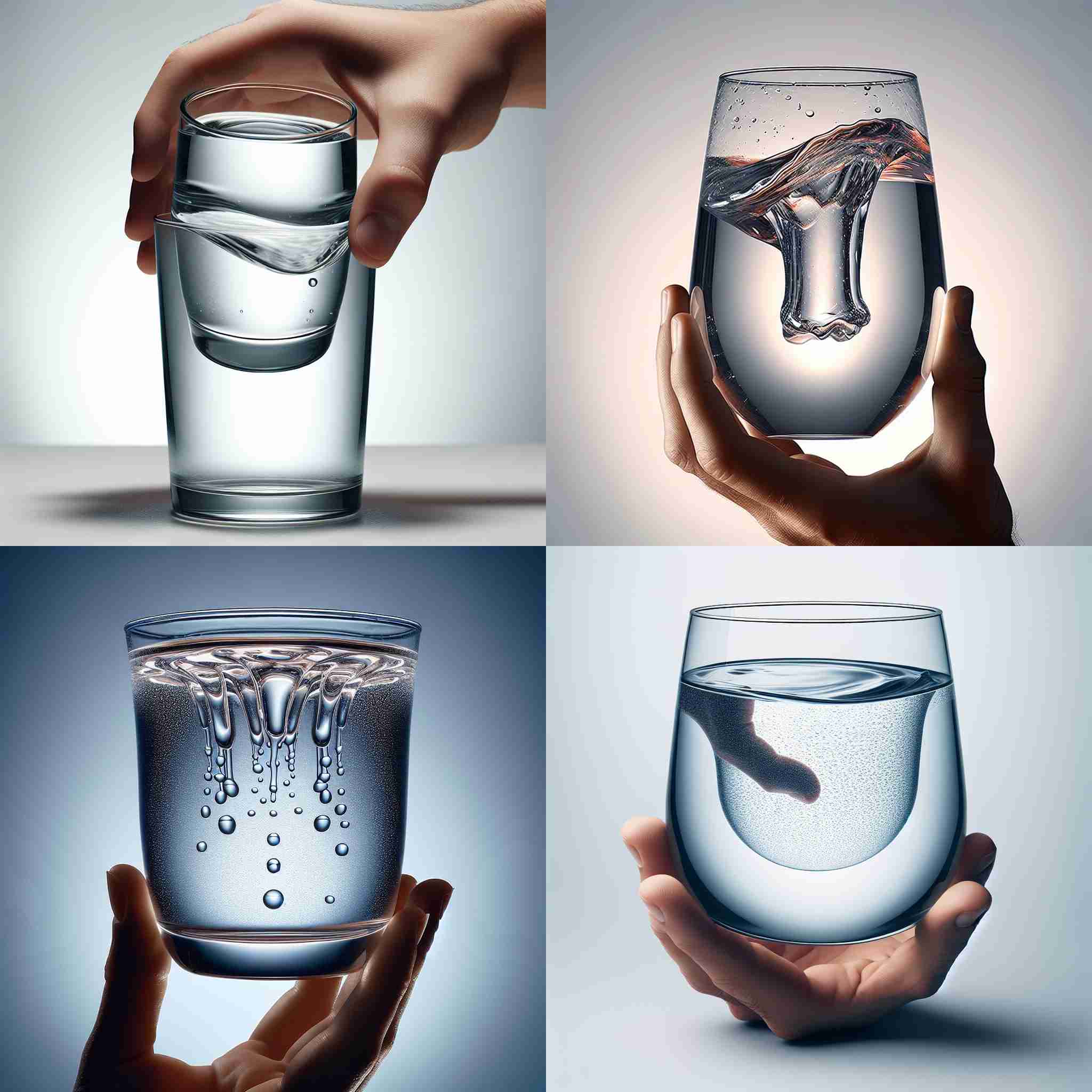 A glass of water held upside-down