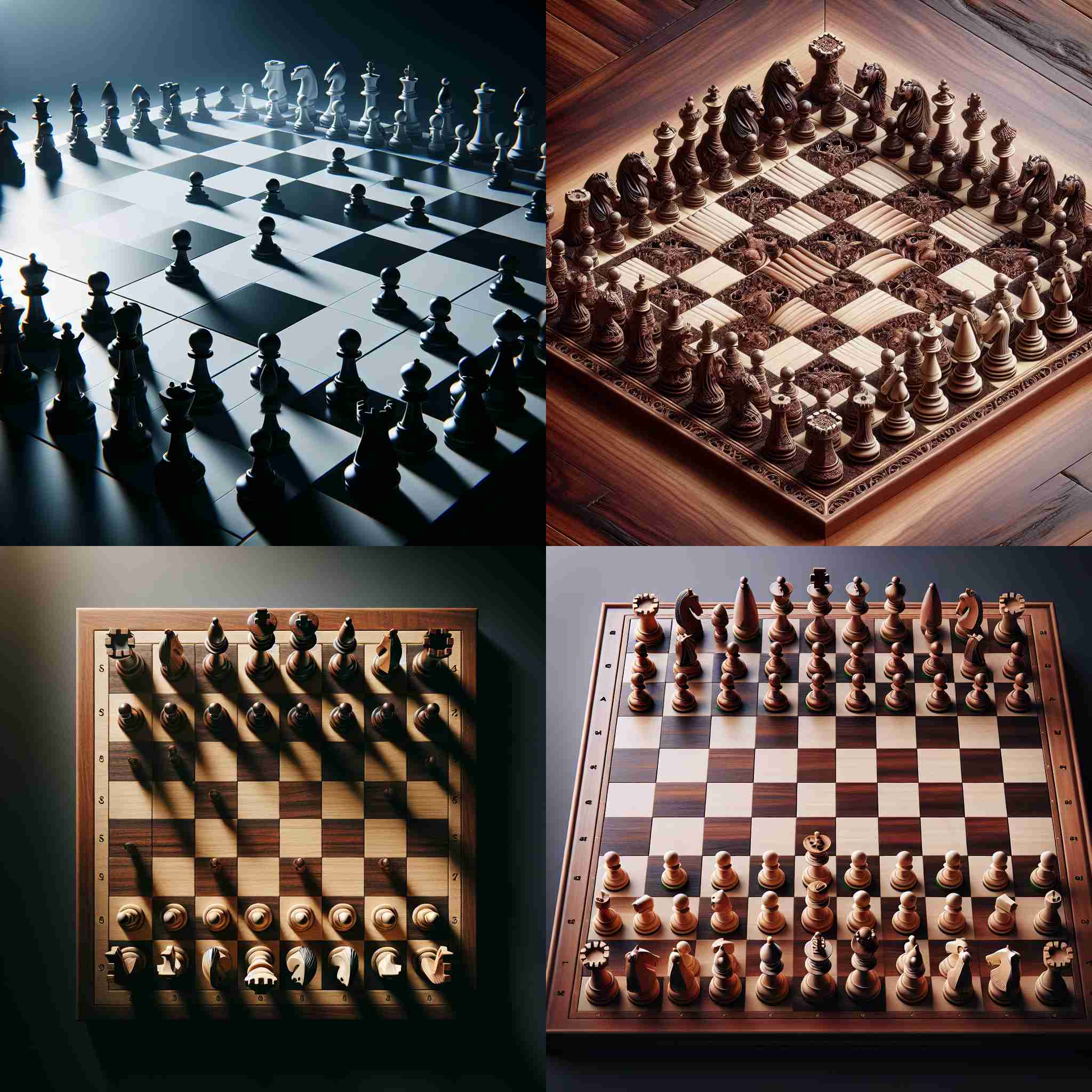 A chessboard halfway through a game