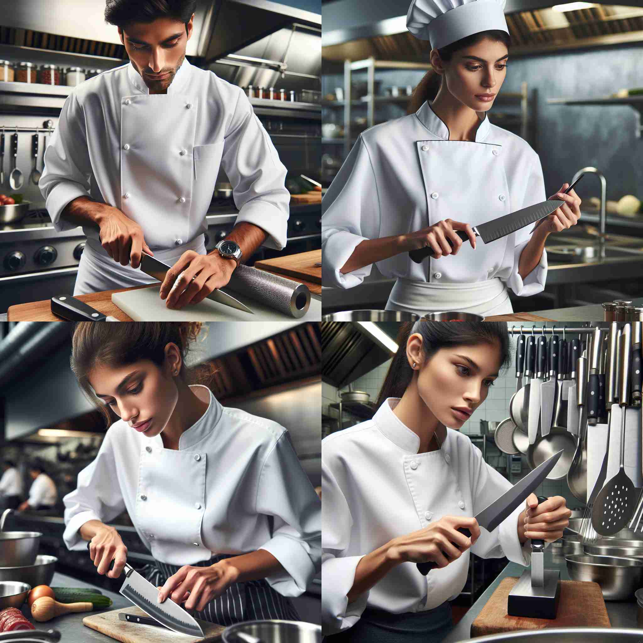 A chef sharpening a knife