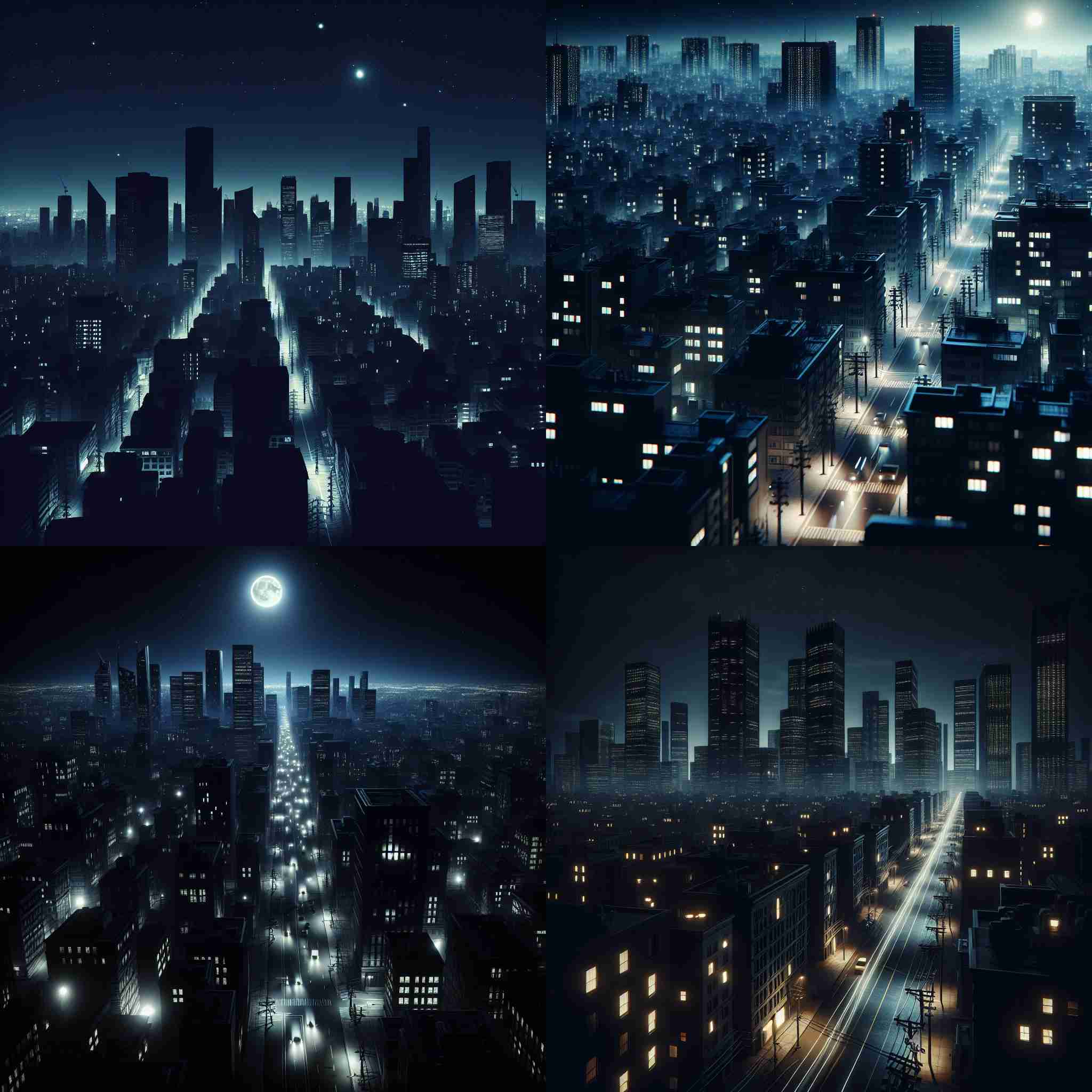 A city during a blackout at night