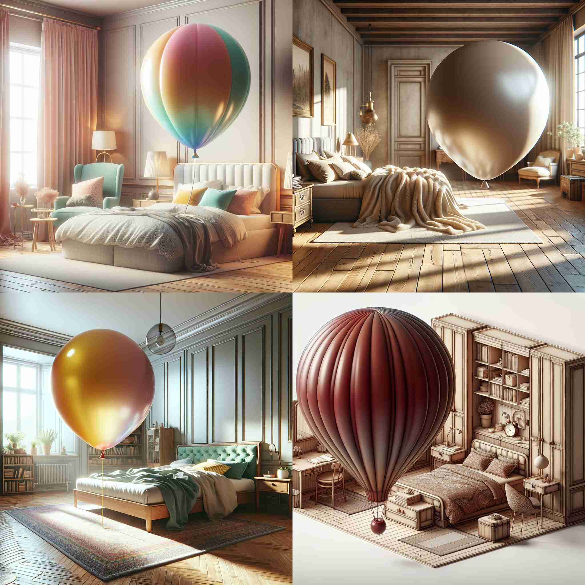 A balloon filled with air in the bedroom