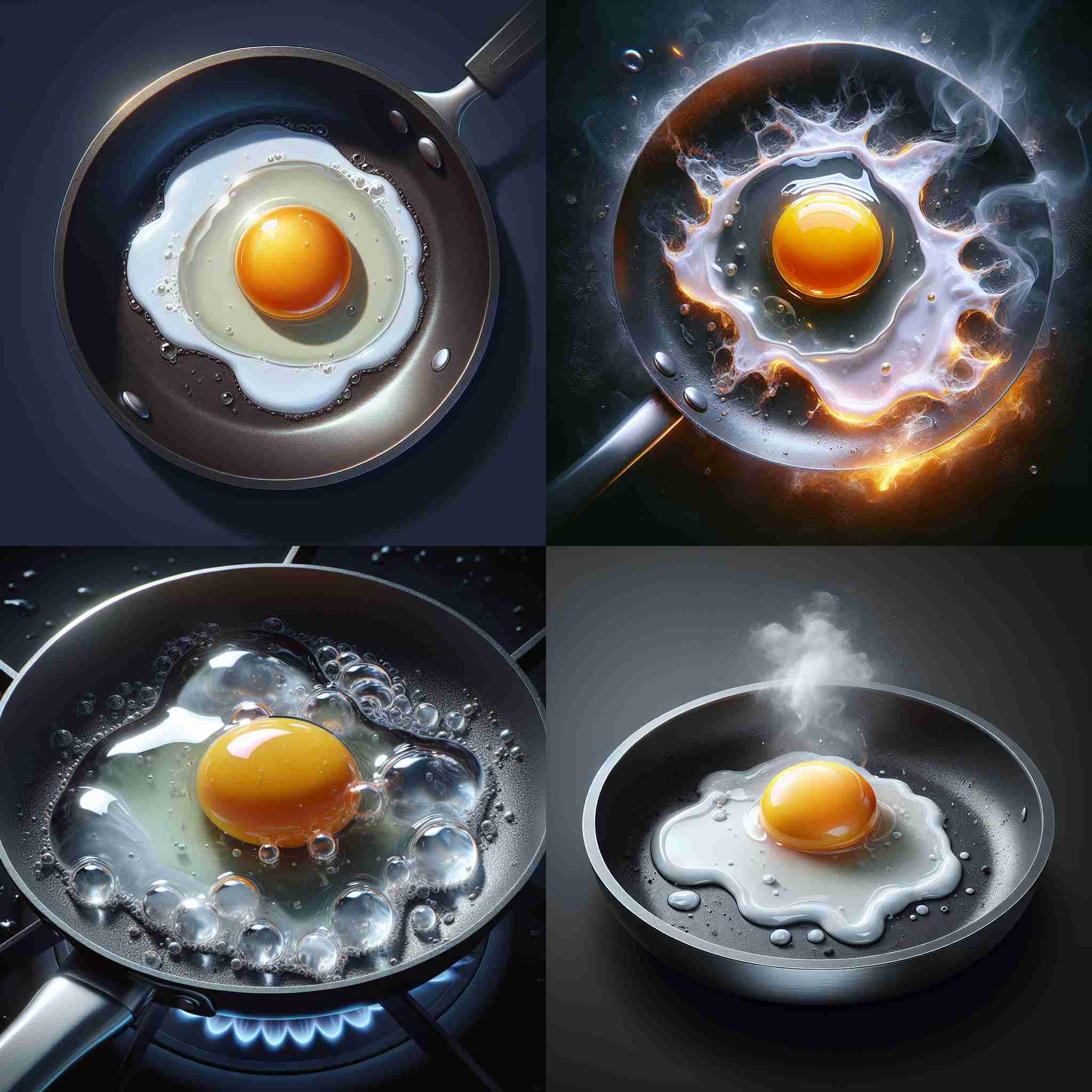 A cracked egg in a hot pan