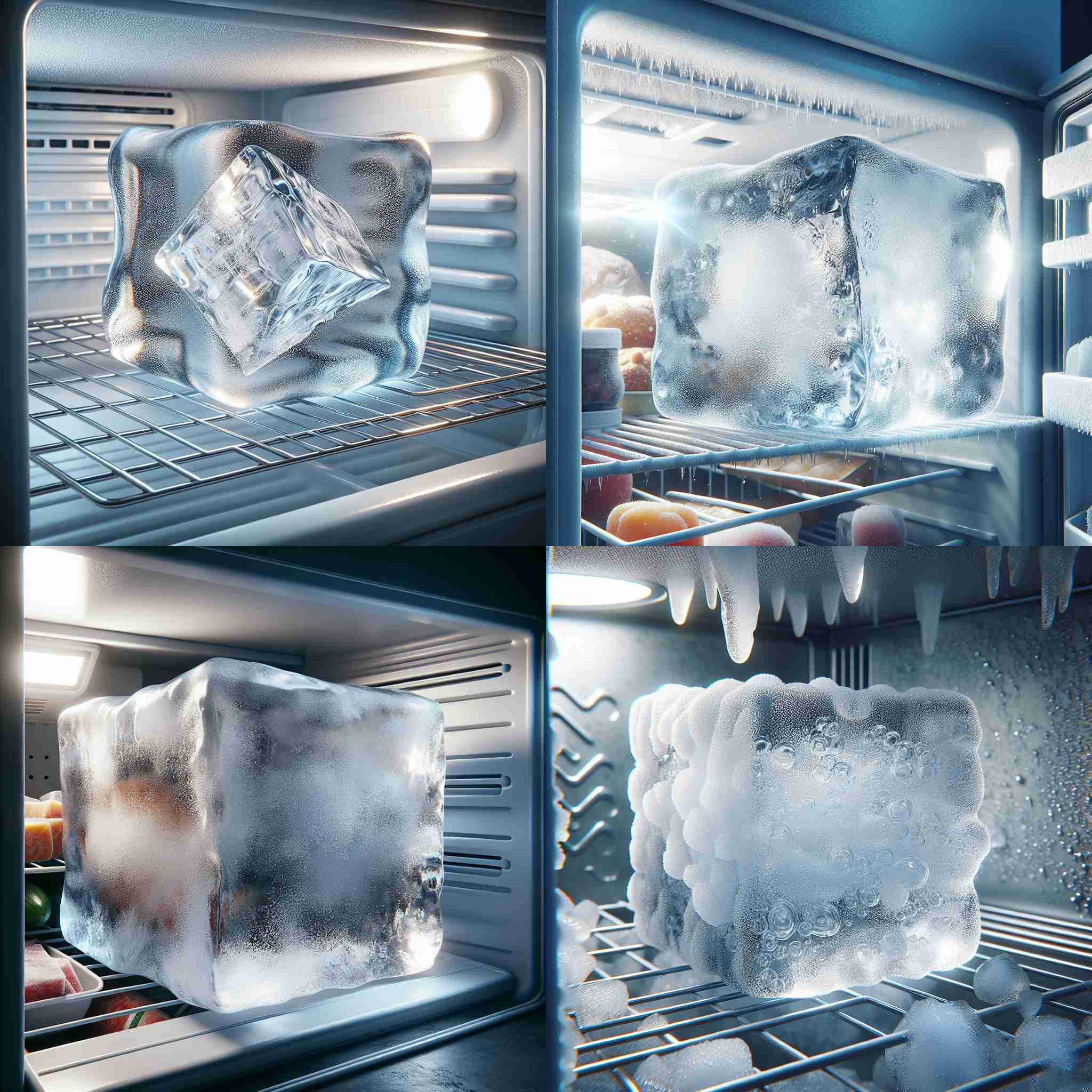 An ice cube in a freezer