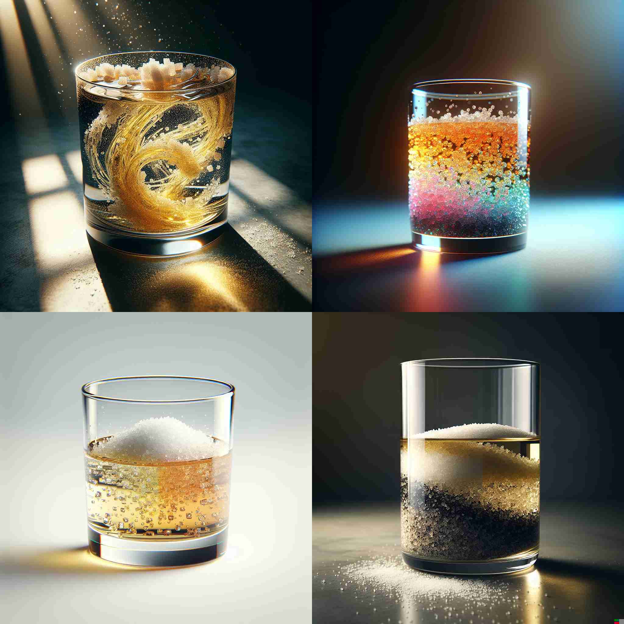 A glass of oil mixed with sugar