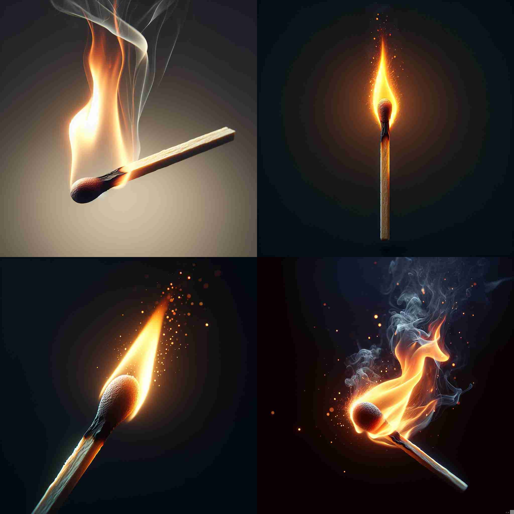 A burning matchstick in the air