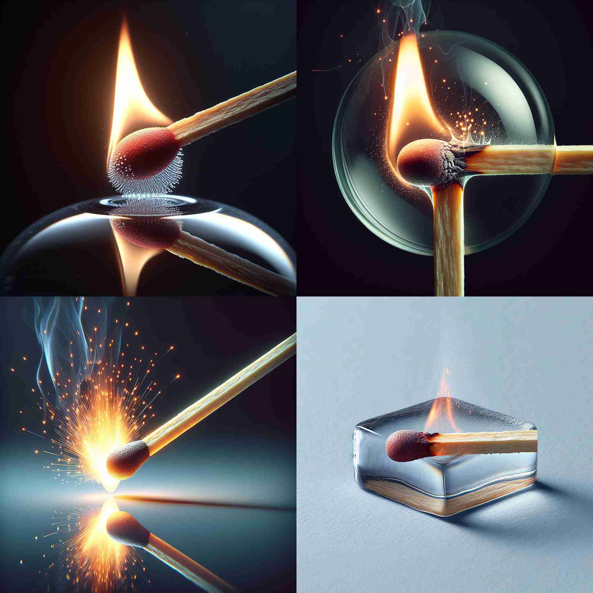 A matchstick struck against a glass